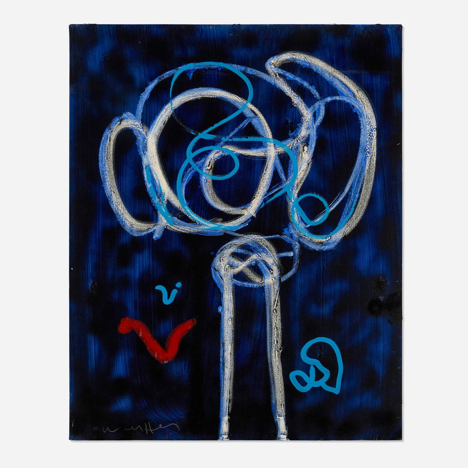 Emerson Woelffer, Untitled: Emerson Woelffer Untitled 1988 oil, spray paint and oil stick on canvas 29.875 h x 24 w in (76 x 61 cm) This work is being sold to raise scholarship funds for the Otis College of Art and Design.