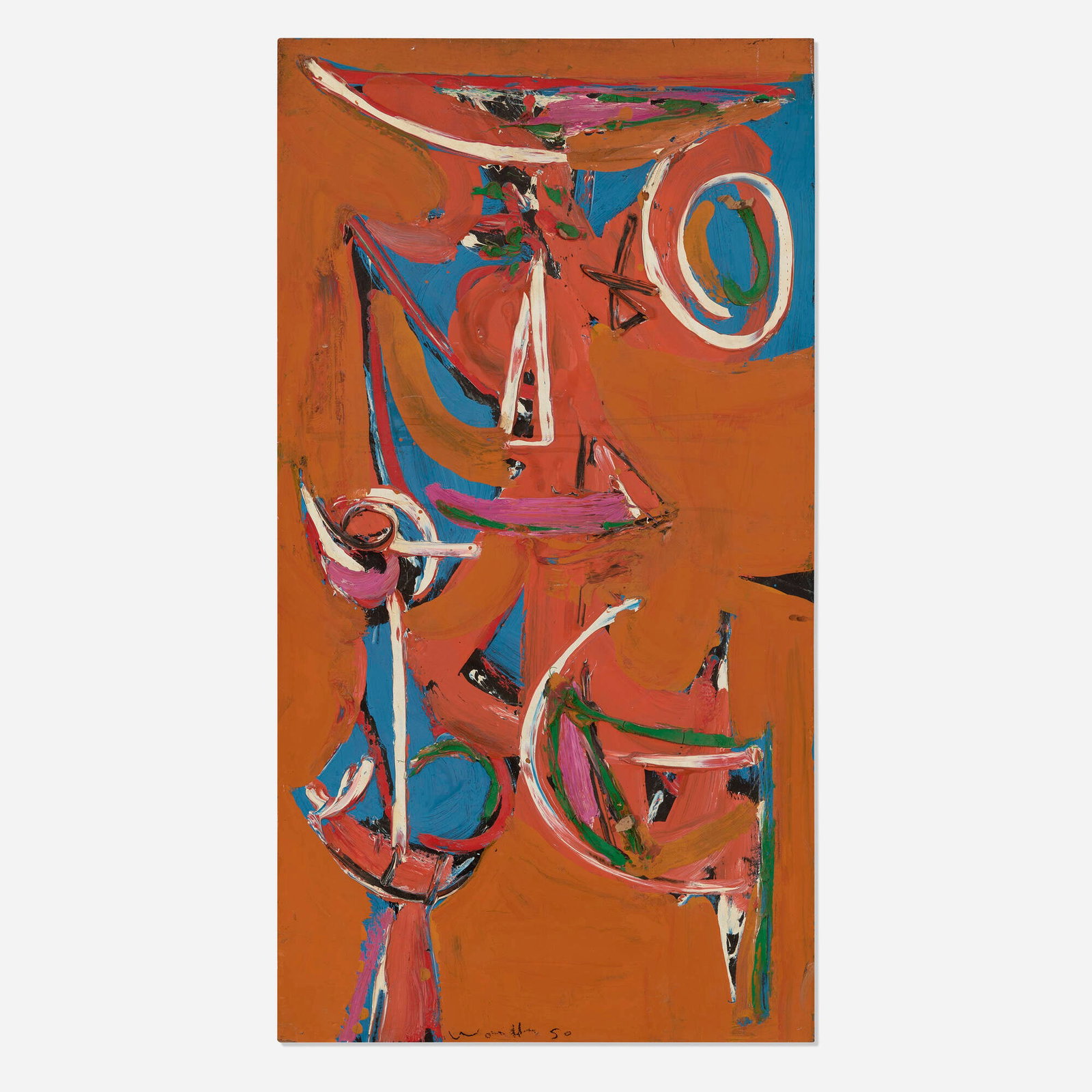 Emerson Woelffer, Colo Spro: Emerson Woelffer Colo Spro 1950 oil on Masonite 28.5 h x 15.25 w in (72 x 39 cm) This work is being sold to raise scholarship funds for the Otis College of Art and Design. Signed, titled, and dated