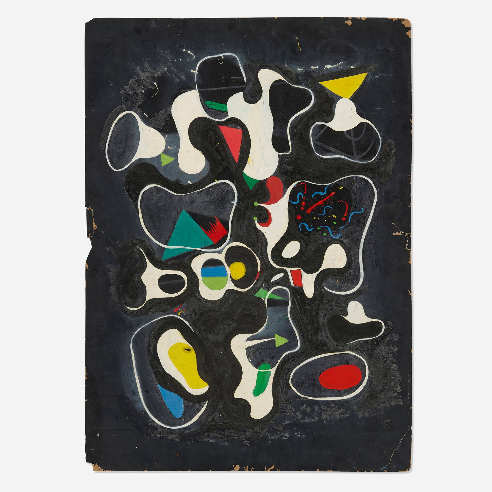 Emerson Woelffer, Untitled: Emerson Woelffer Untitled c. 1945 acrylic on mat board 39 h x 28 w in (99 x 71 cm) This work is being sold to raise scholarship funds for the Otis College of Art and Design. Provenance: Estate of the