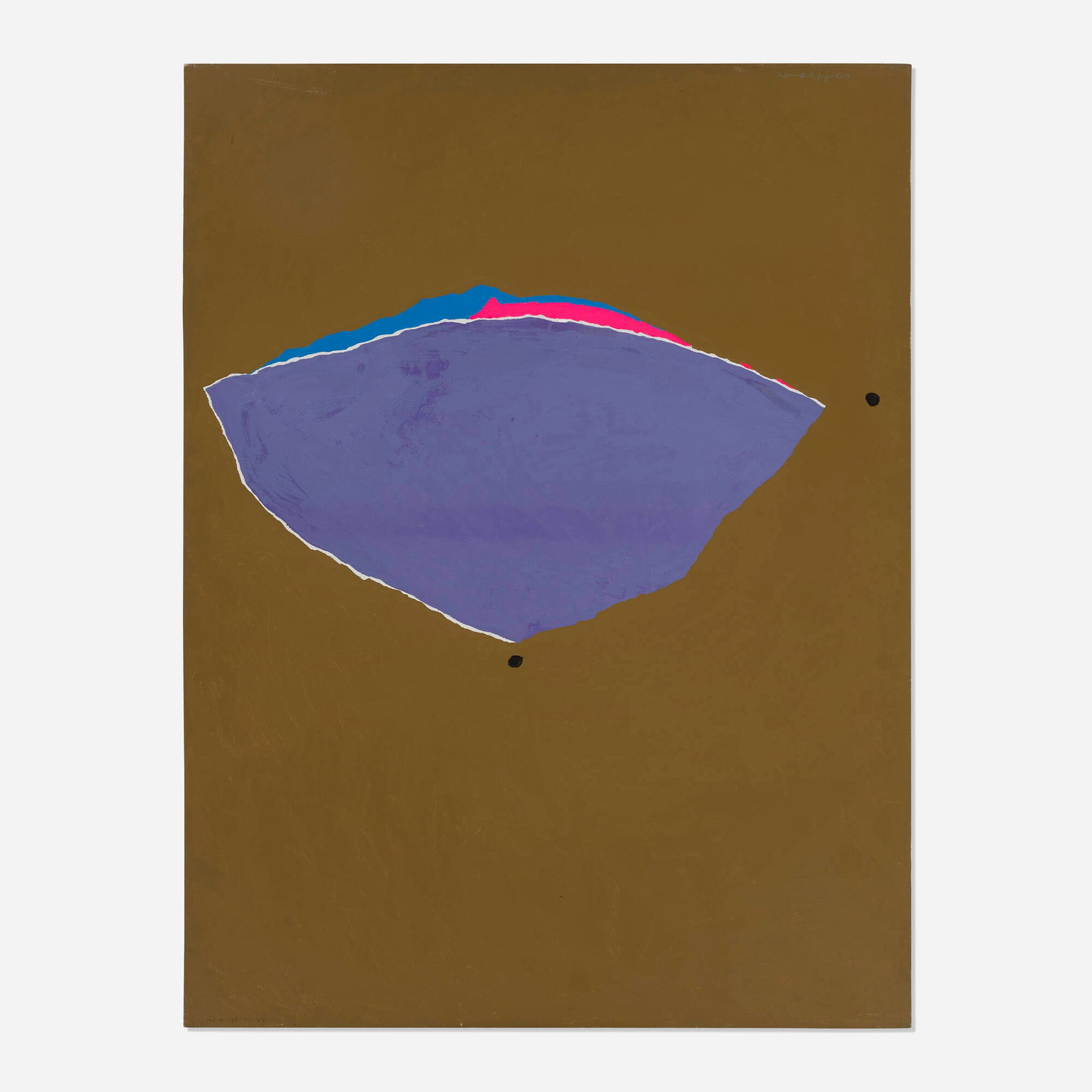 Emerson Woelffer, Tri Color #2: Emerson Woelffer Tri Color #2 1968 acrylic on canvas 65.75 h x 49.875 w in (167 x 127 cm) This work is being sold to raise scholarship funds for the Otis College of Art and Design. Signe