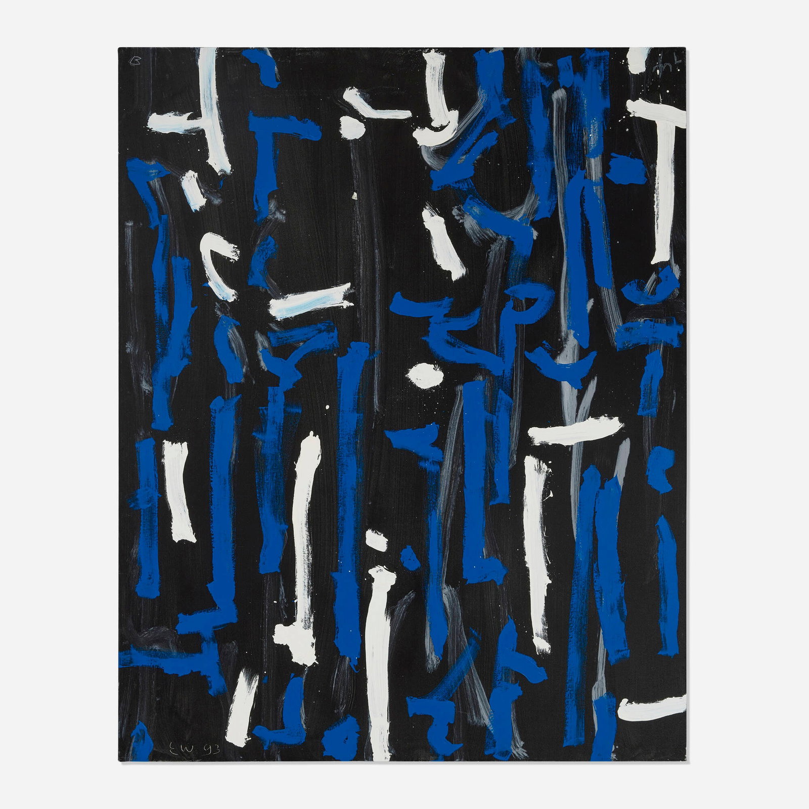 Emerson Woelffer, Untitled: Emerson Woelffer Untitled 1993 oil and acrylic on canvas 59.875 h x 48 w in (152 x 122 cm) This work is being sold to raise scholarship funds for the Otis College of Art and Design. Sign