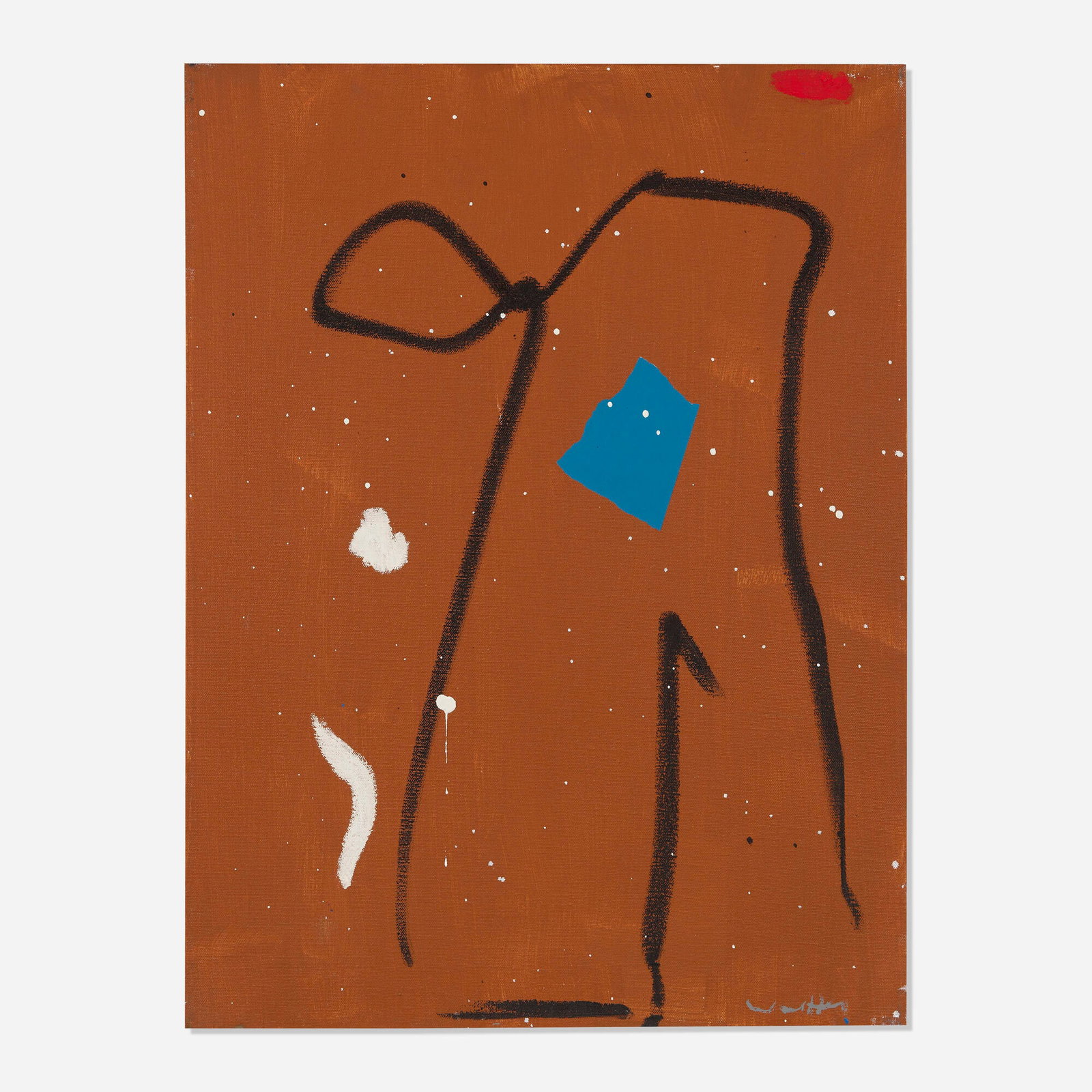 Emerson Woelffer, Untitled: Emerson Woelffer Untitled 1983 oil, acrylic and collage on canvas 23.875 h x 18 w in (61 x 46 cm) This work is being sold to raise scholarship funds for the Otis College of Art and Design. Signed and