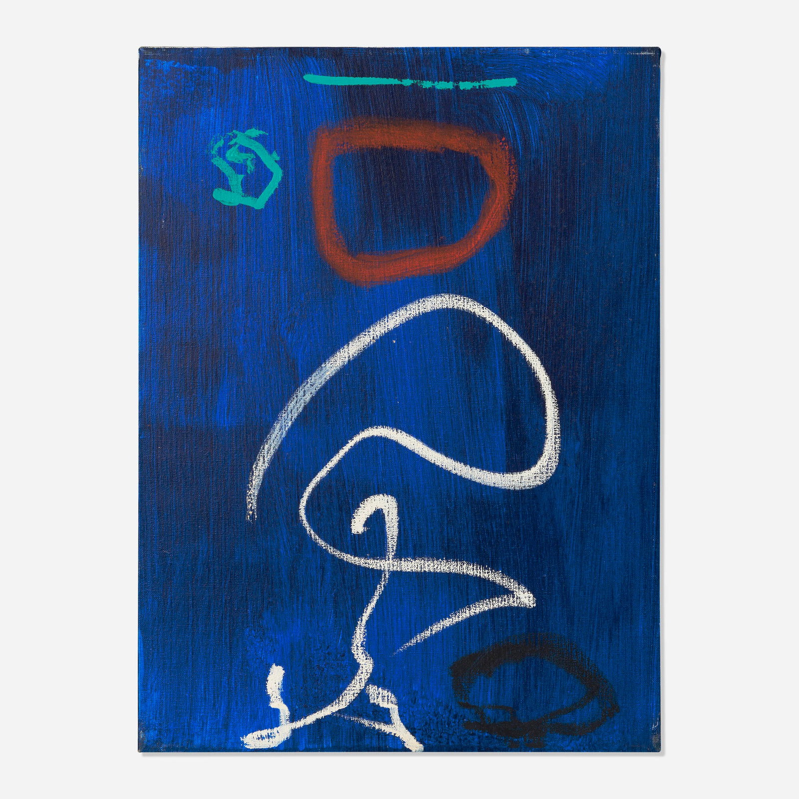 Emerson Woelffer, Untitled: Emerson Woelffer Untitled c. 1985 acrylic and oil stick on canvas 24 h x 18 w in (61 x 46 cm) This work is being sold to raise scholarship funds for the Otis College of Art and Design. Signed to