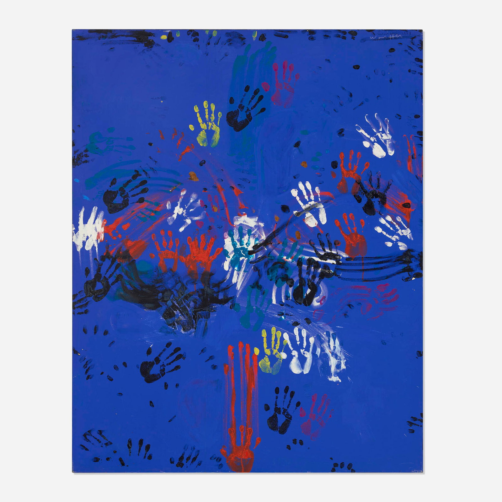 Emerson Woelffer, Untitled: Emerson Woelffer Untitled 1964 oil and acrylic on canvas 72 h x 57 w x 1.125 d in (183 x 145 x 3 cm) This work is being sold to raise scholarship funds for the Otis College of Art and Design.