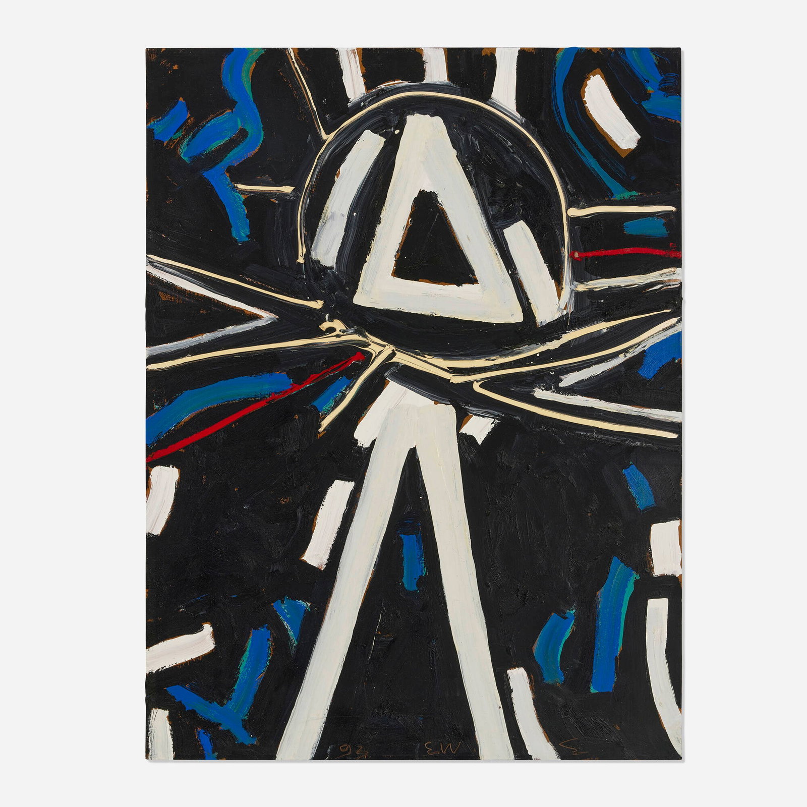 Emerson Woelffer, Untitled: Emerson Woelffer Untitled 1993 oil and acrylic on canvas 48 h x 36 w in (122 x 91 cm) This work is being sold to raise scholarship funds for the Otis College of Art and Design. Signed an