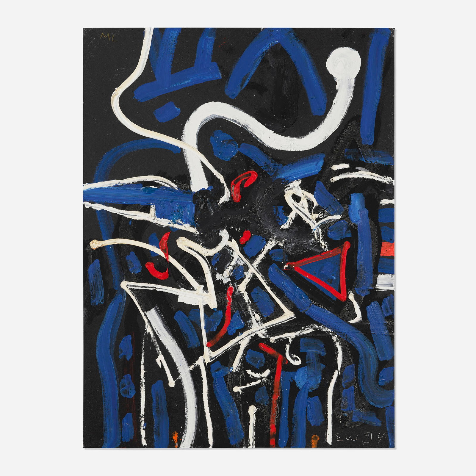 Emerson Woelffer, Untitled: Emerson Woelffer Untitled 1994 oil and acrylic on canvas 40 h x 30 w in (102 x 76 cm) This work is being sold to raise scholarship funds for the Otis College of Art and Design. Signed and dated to
