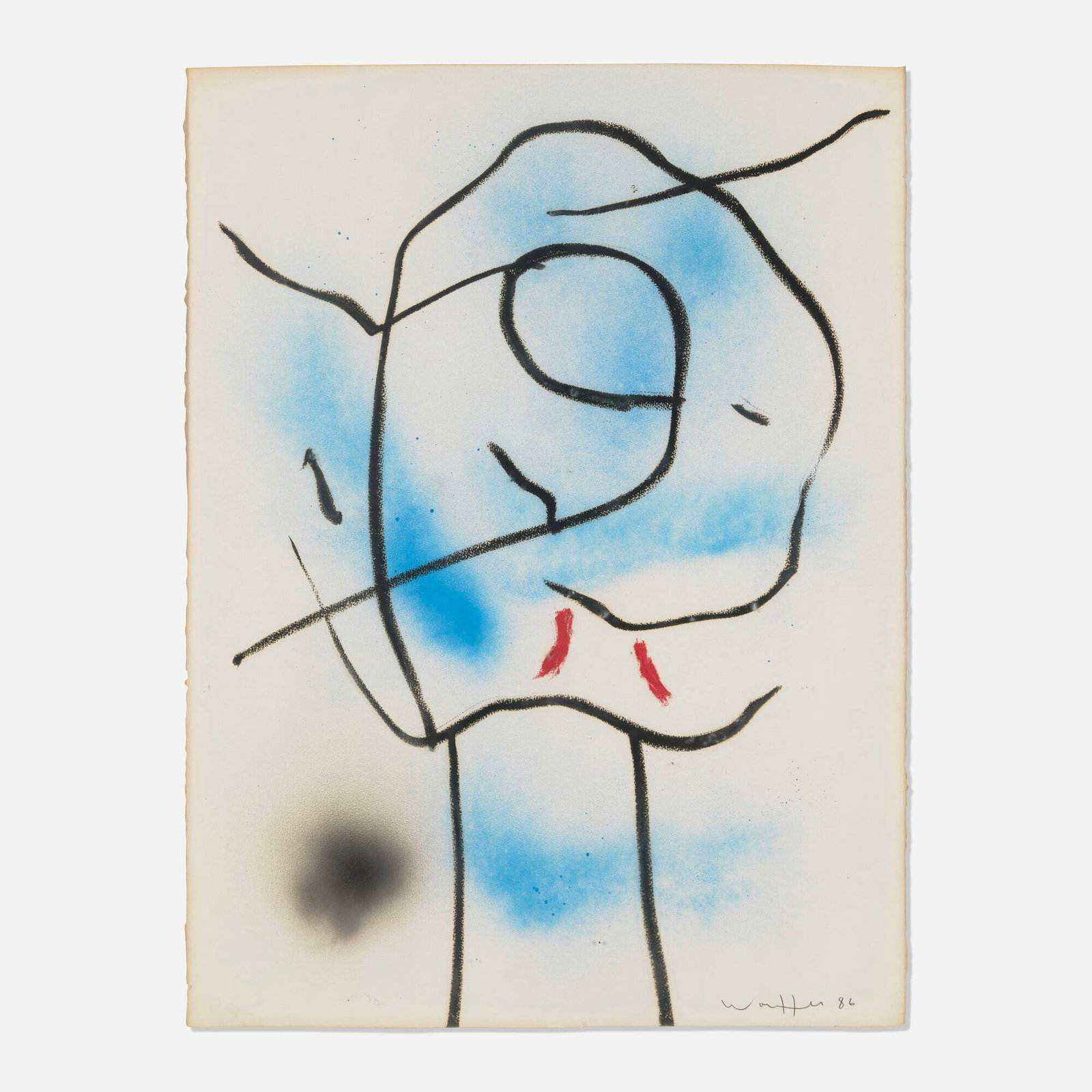 Emerson Woelffer, Untitled: Emerson Woelffer Untitled 1986 mixed media on paper 29.875 h x 22.375 w in (76 x 57 cm) This work is being sold to raise scholarship funds for the Otis College of Art and Design. Signed and dated to
