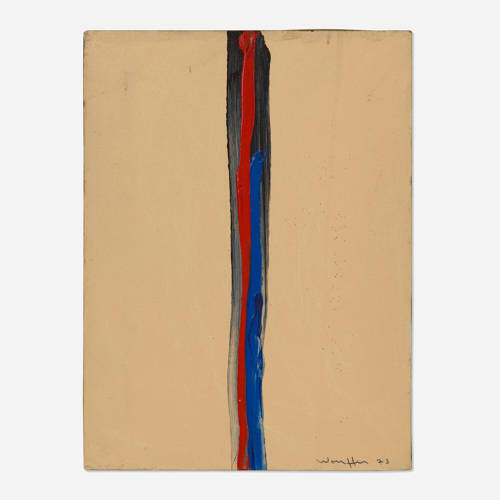 Emerson Woelffer, Homage Per Arp: Emerson Woelffer Homage Per Arp 1973 acrylic on canvas 16 h x 11.875 w in (41 x 30 cm) This work is being sold to raise scholarship funds for the Otis College of Art and Design. Signed and dated to