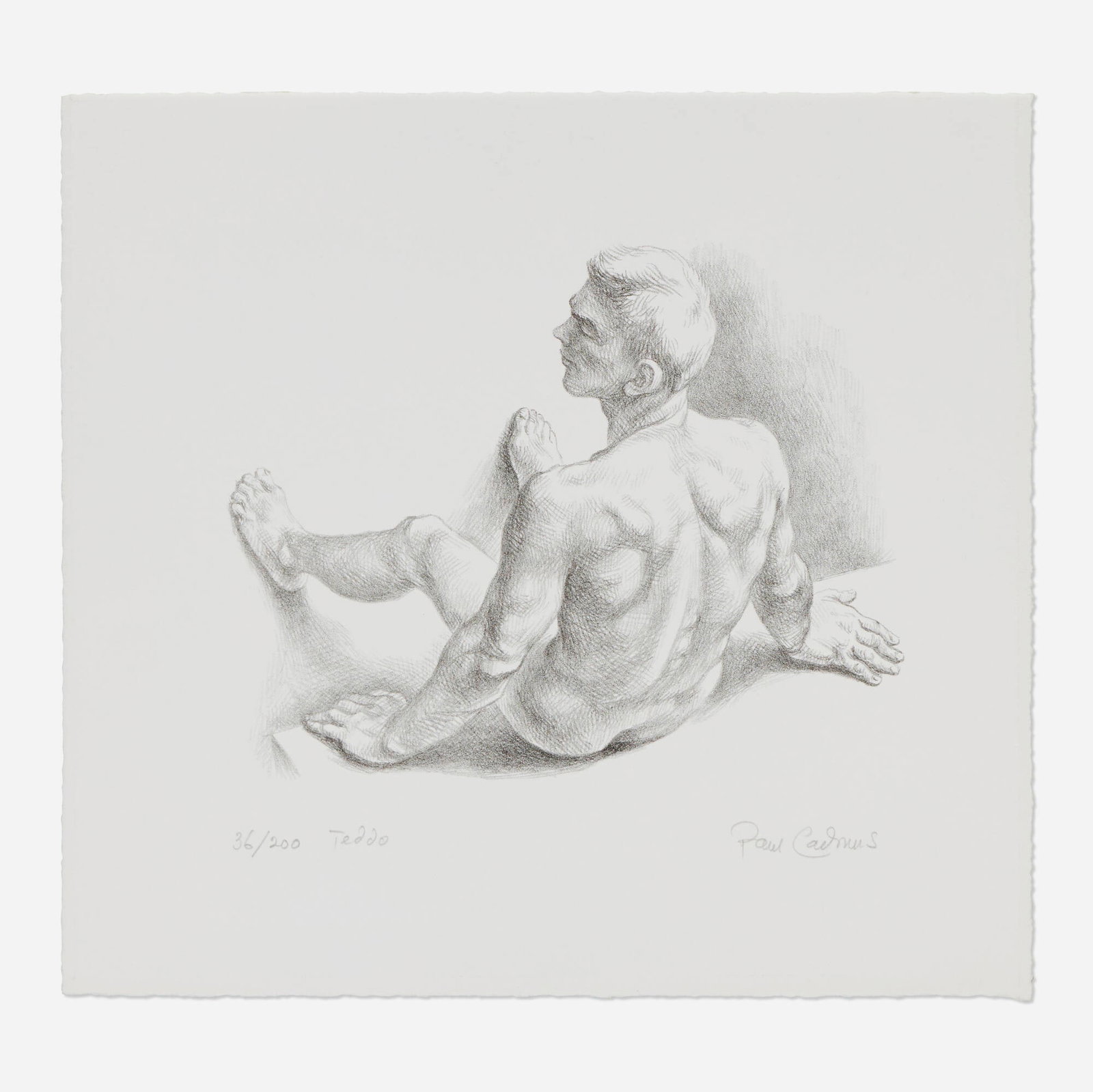 Paul Cadmus, Teddo: Paul Cadmus Teddo 1985 lithograph image: 6 h x 7.5 w in (15 x 19 cm) sheet: 9.875 h x 10.625 w in (25 x 27 cm) Signed, titled and numbered to lower edge '36/200 Teddo Paul Cadmus'.