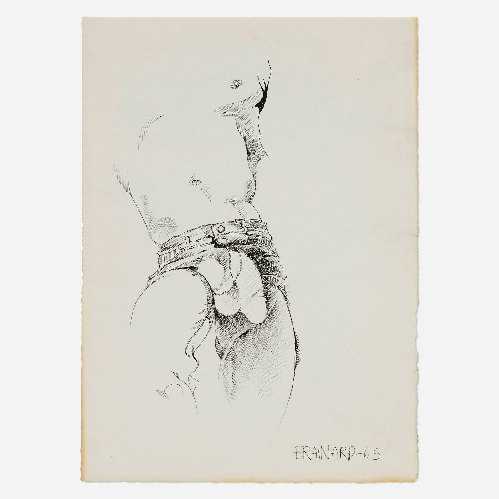 Joe Brainard, Untitled: Joe Brainard Untitled 1965 ink on paper 15.125 h x 11.125 w in (38 x 28 cm) Signed and dated to lower right 'Brainard 65'. This work will ship from Lambertville, N