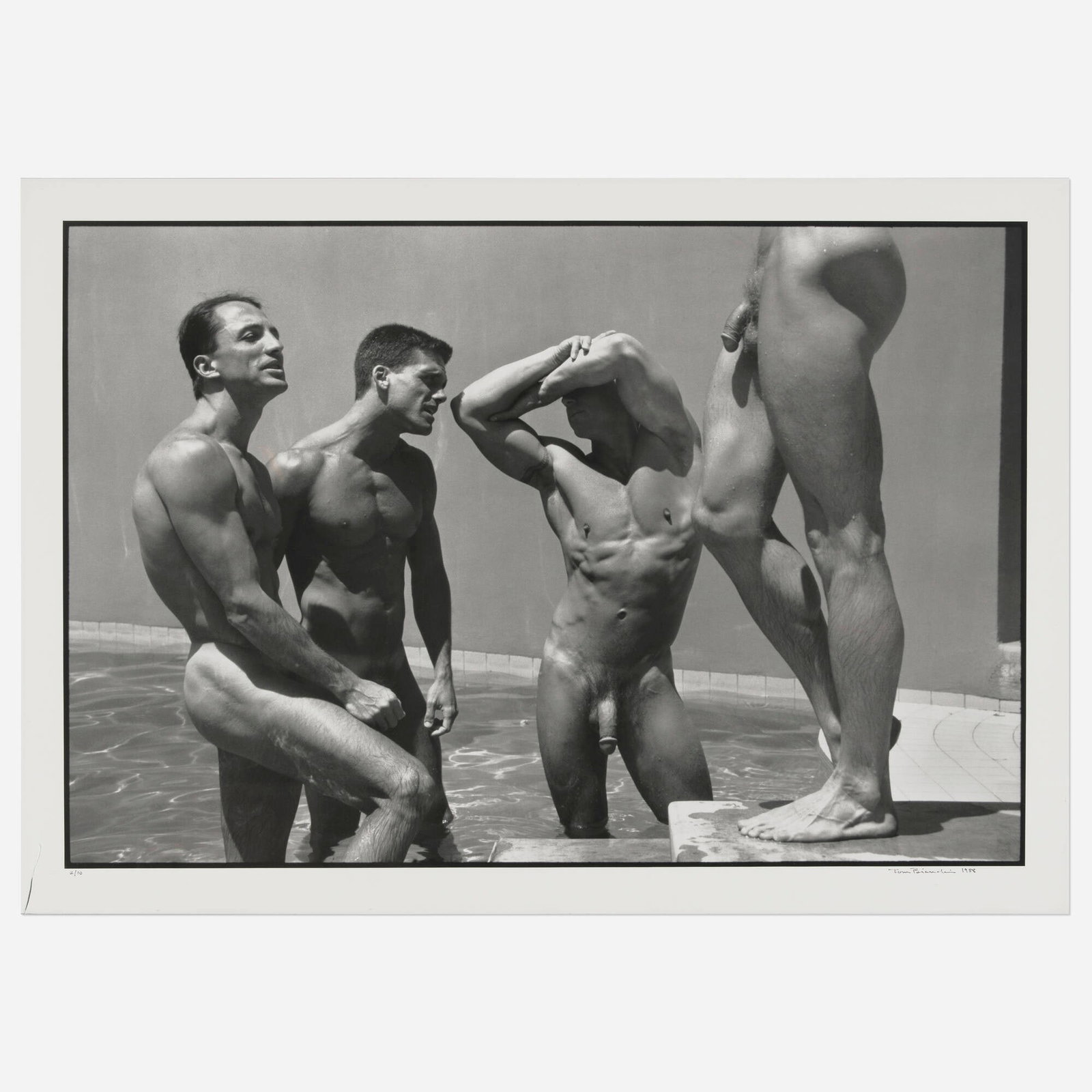 Tom Bianchi, Two Men/Two Statues (from the Out of the Studio series): Tom Bianchi Two Men/Two Statues (from the Out of the Studio series) 1988 gelatin silver print image: 28.625 h x 42.75 w in (73 x 109 cm) sight: 32.75 h x 46.5 w in (83 x 118 cm) Signed, dated, and