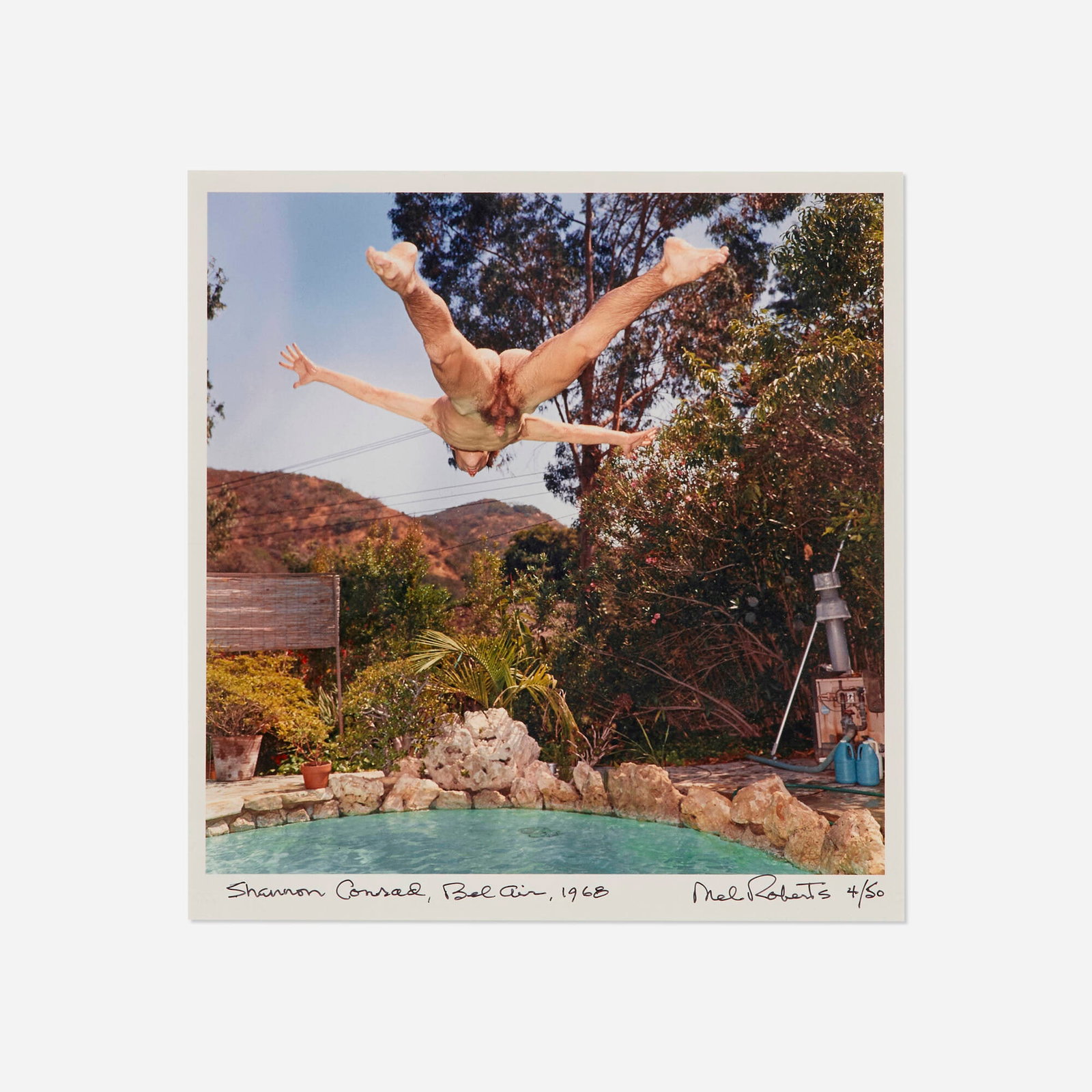 Mel Roberts, Shannon Conrad, Bel Air: Mel Roberts Shannon Conrad, Bel Air 1968 / printed later C-print image: 10 h x 10 w in (25 x 25 cm) sight: 11 h x 10.5 w in (28 x 27 cm) Signed, titled, dated, numbered, and inscribed to lower margin