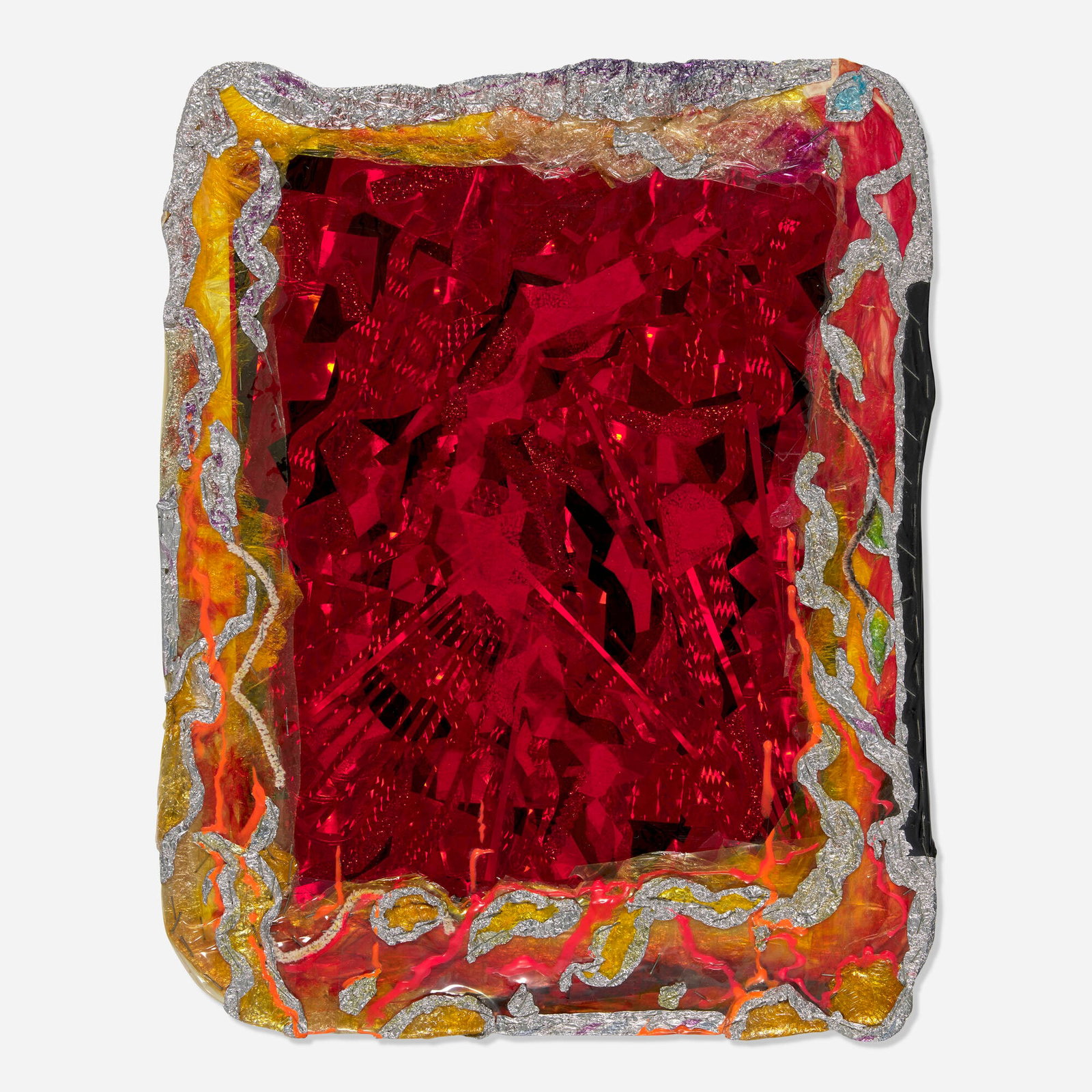 Thomas Lanigan-Schmidt, Frankincense Melts in the Sparks of Vulcan's Forge: Thomas Lanigan-Schmidt Frankincense Melts in the Sparks of Vulcan's Forge 1991 mixed media collage on paper 20 h x 15.75 w in (51 x 40 cm) Signed, titled, and dated to verso 'Frankincense Melts