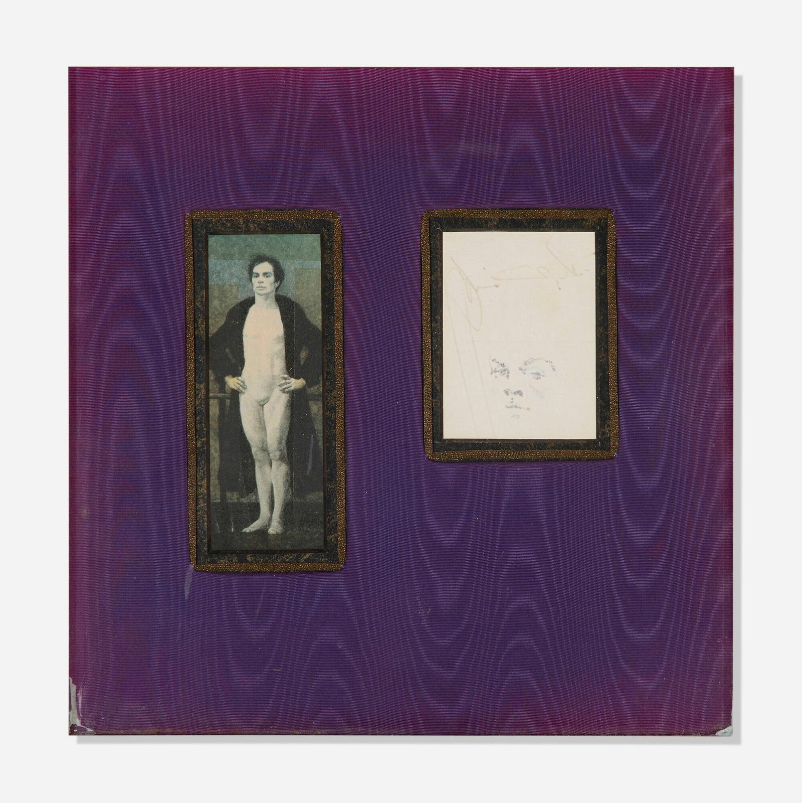 Jamie Wyeth, Untitled (Rudolf Nureyev): Jamie Wyeth Untitled (Rudolf Nureyev) ink on board and offset lithograph in colors 4.5 h x 2.25 w in (11 x 6 cm) 3.25 h x 2 w in (8 x 5 cm) overall: 10.5 h x 10.5 w in (27 x 27 cm) Signed to u