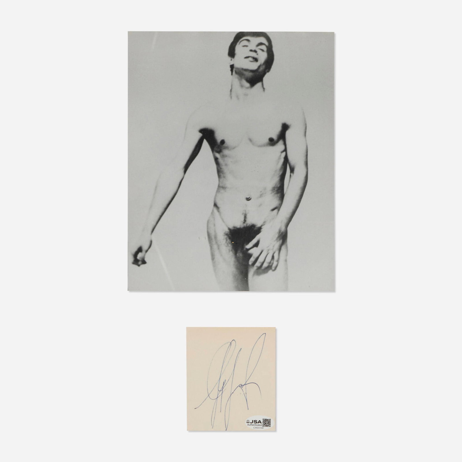Rudolf Nureyev with autograph: Rudolf Nureyev with autograph 1980 gelatin silver print; ink on paper; bound book image: 9.375 h x 7.625 w in (24 x 19 cm) sheet: 10 h x 8 w in (25 x 20 cm) book: 9.25 h x 6.375 w x 0.625 d in (23 x 1