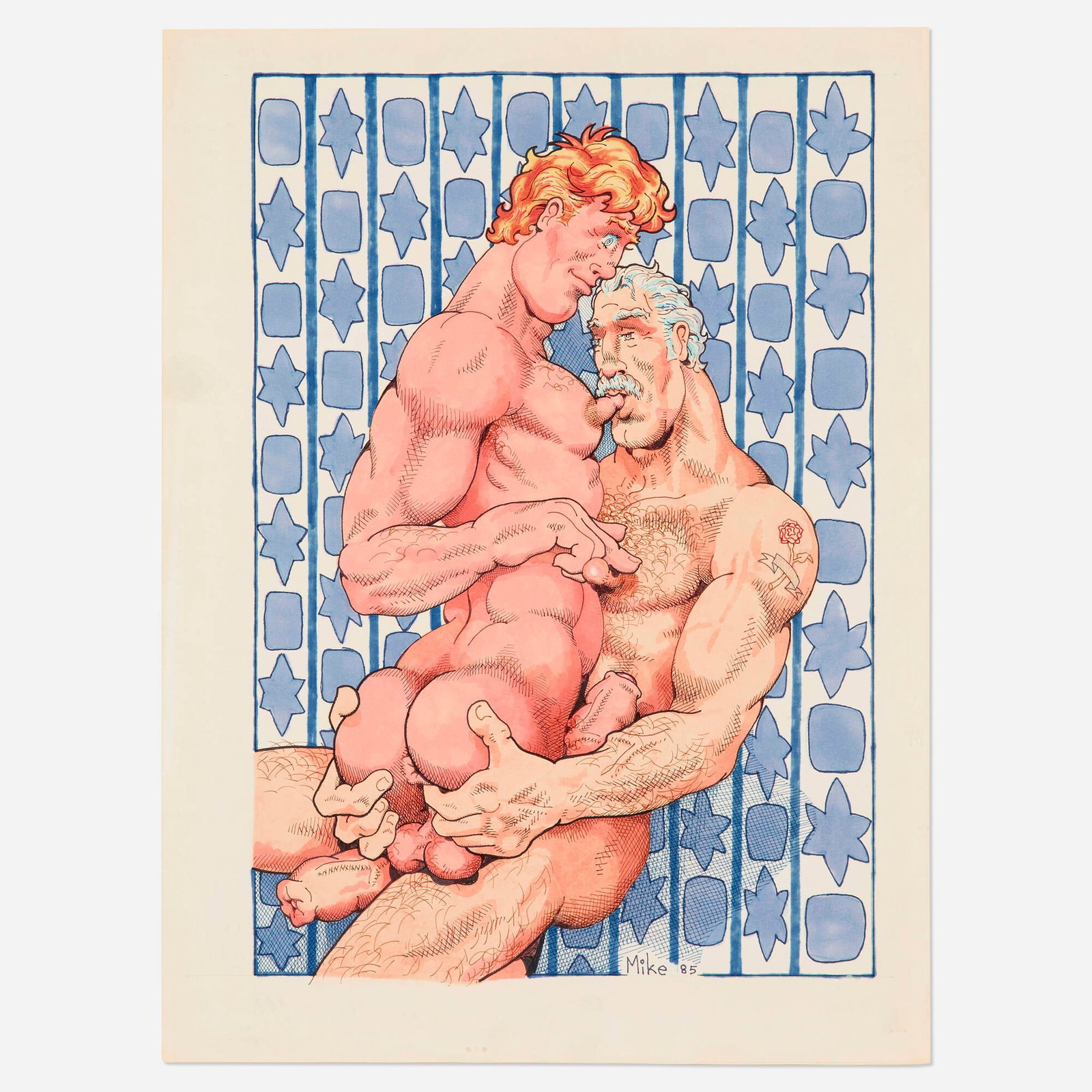 Mike Kuchar, Sugar Daddy Two: Mike Kuchar Sugar Daddy Two 1985 ink and felt pen on paper 22.5 h x 16.5 w in (57 x 42 cm) Signed and dated to lower right 'Mike 85'. Provenance: Francois Ghebaly Gallery, Los Angeles/New