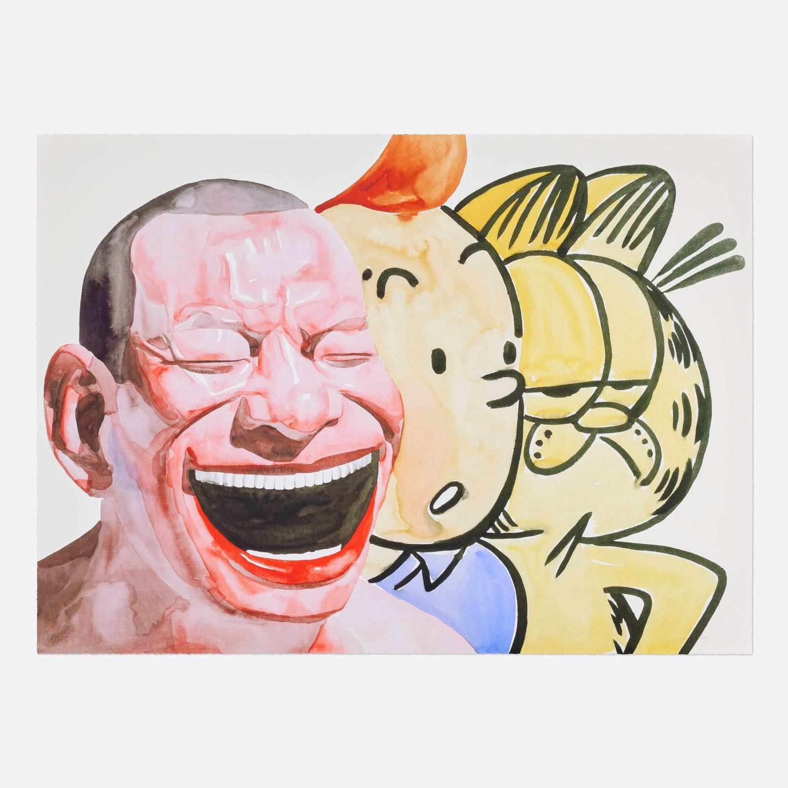 Yue Minjun, Untitled (Smile-ism No. 16): Yue Minjun Untitled (Smile-ism No. 16) 2006 lithograph in colors 31.5 h x 43.375 w in (80 x 110 cm) Signed and numbered to lower edge '17/45 Yue Minjun'. This work is number 17 from the