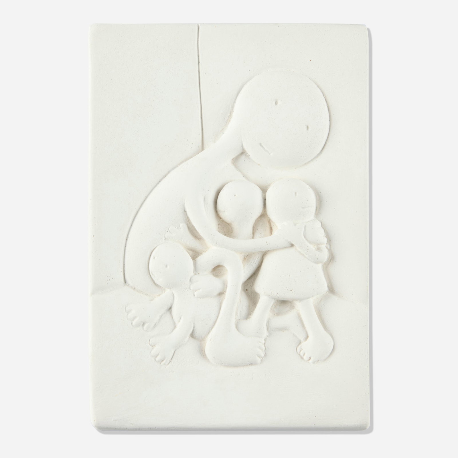 Tom Otterness, Family in Corner: Tom Otterness Family in Corner 2020 cast hydrostone 6.5 h x 4.625 w x 0.75 d in (17 x 12 x 2 cm) Incised initials and date to one edge 'T.O. 2020'. Initialed, dated and inscribed to reverse