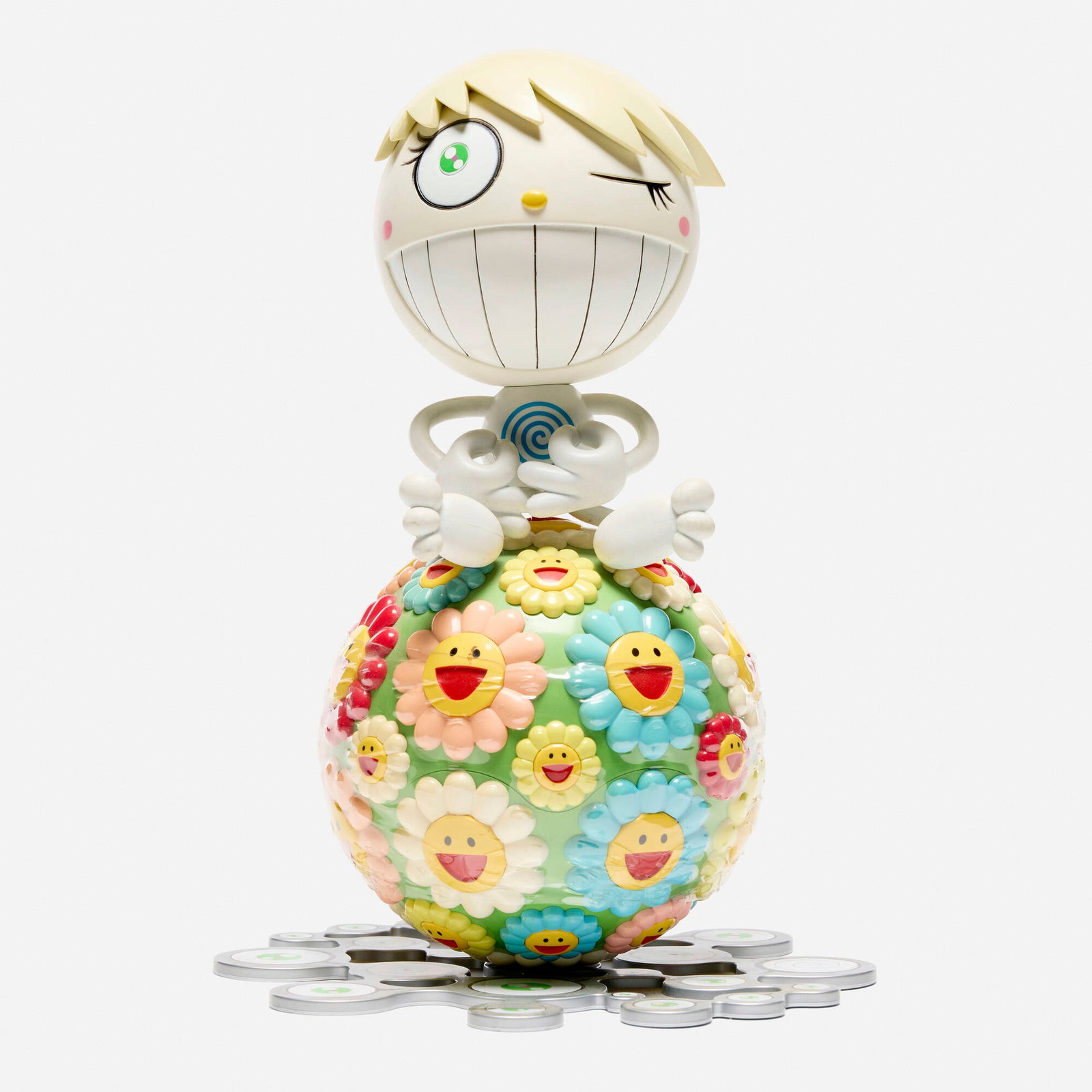 Takashi Murakami, Oval (Mr. Wink, Cosmos Ball): Takashi Murakami Oval (Mr. Wink, Cosmos Ball) 2000 colored plastic, vinyl, mini cd 10.25 h x 7.25 w x 7.25 d in (26 x 18 x 18 cm) Molded signature, date and manufacturer's mark to undersid