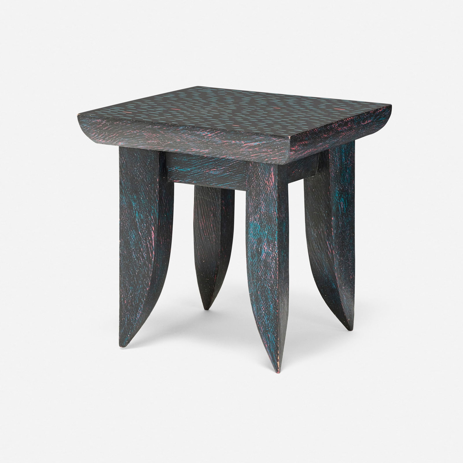 Wendy Maruyama, Occasional table: Wendy Maruyama Occasional table USA, 1987 carved and painted wood 20.5 h x 20 w x 20 d in (52 x 51 x 51 cm) Signed and dated to underside 'Wendy Maruyama 1987'. This work will ship from Los