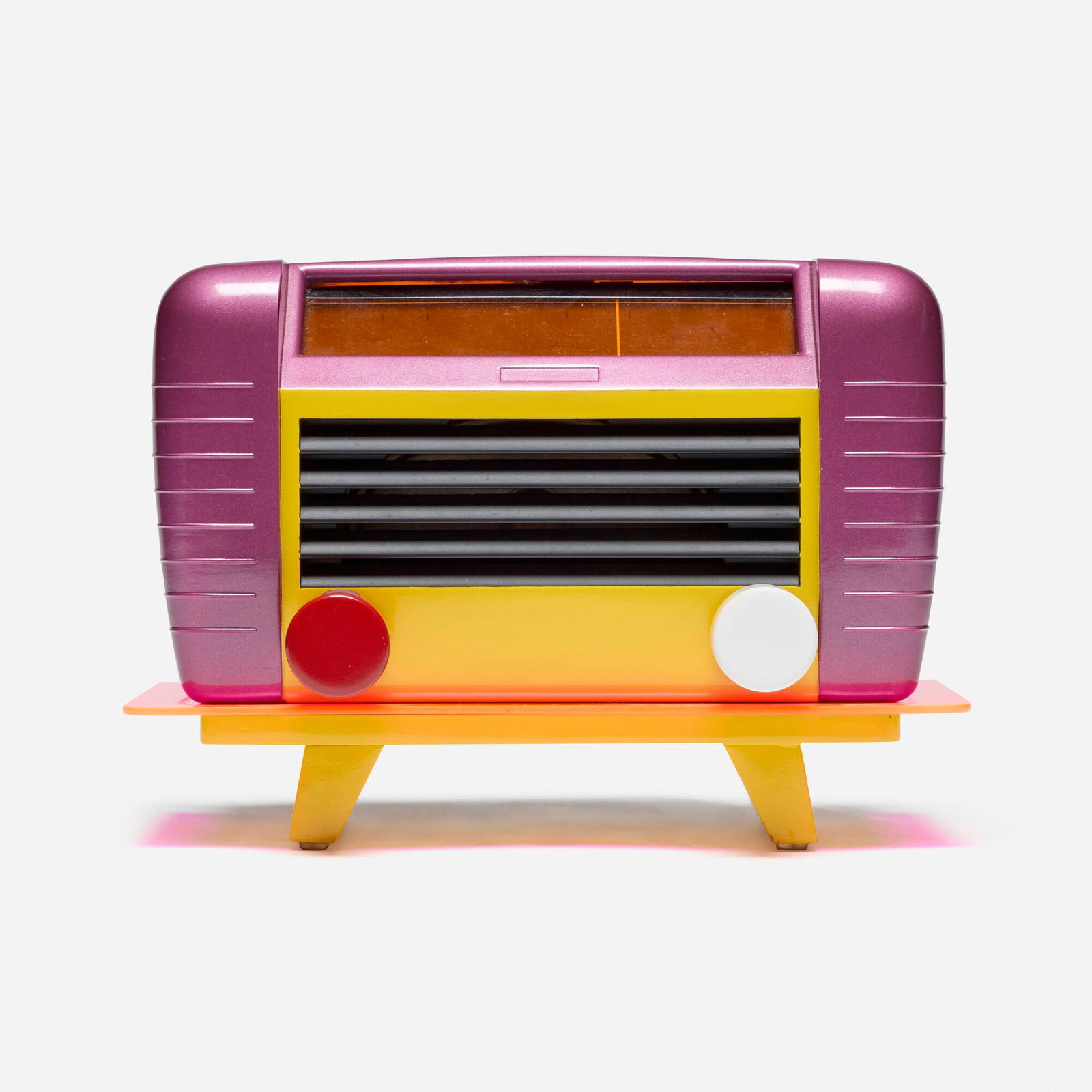 Adrian Olabuenaga, Pastoral radio: Adrian Olabuenaga Pastoral radio Argentina/USA, 2017 Bakelite, acrylic, Plexiglas, spray enamel, automotive sound insulation 8.5 h x 12.25 w x 8.5 d in (22 x 31 x 22 cm) Signed and dated to und