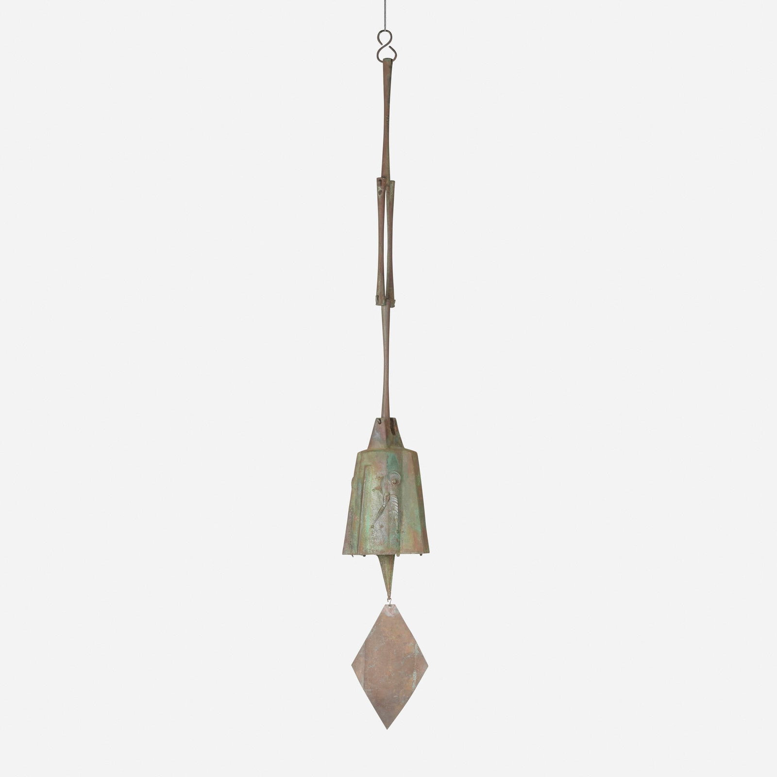 Paolo Soleri, Windbell: Paolo Soleri Windbell Italy/USA, c. 1975 patinated bronze, copper 56 h x 8 w x 8 d in (142 x 20 x 20 cm) Cast artist's cipher to body. This work will ship from Los Angeles, California.