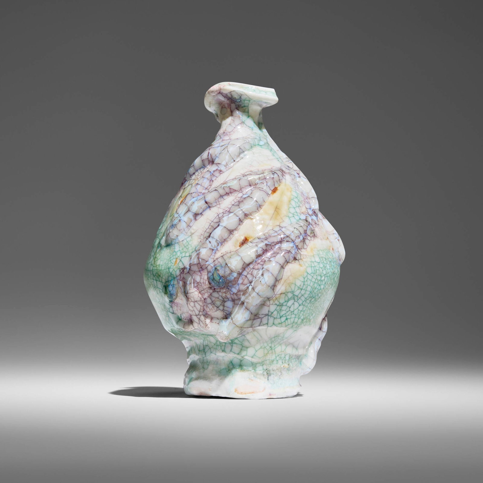 Kodai Ujiie, Urushi Kaninsai Baiji Tokkuri (sake flask): Kodai Ujiie Urushi Kaninsai Baiji Tokkuri (sake flask) c. 2022 porcelain, celadon, lacquer 8 h x 5 dia in (20 x 13 cm) Sold with original signed artist's box (tomobako).