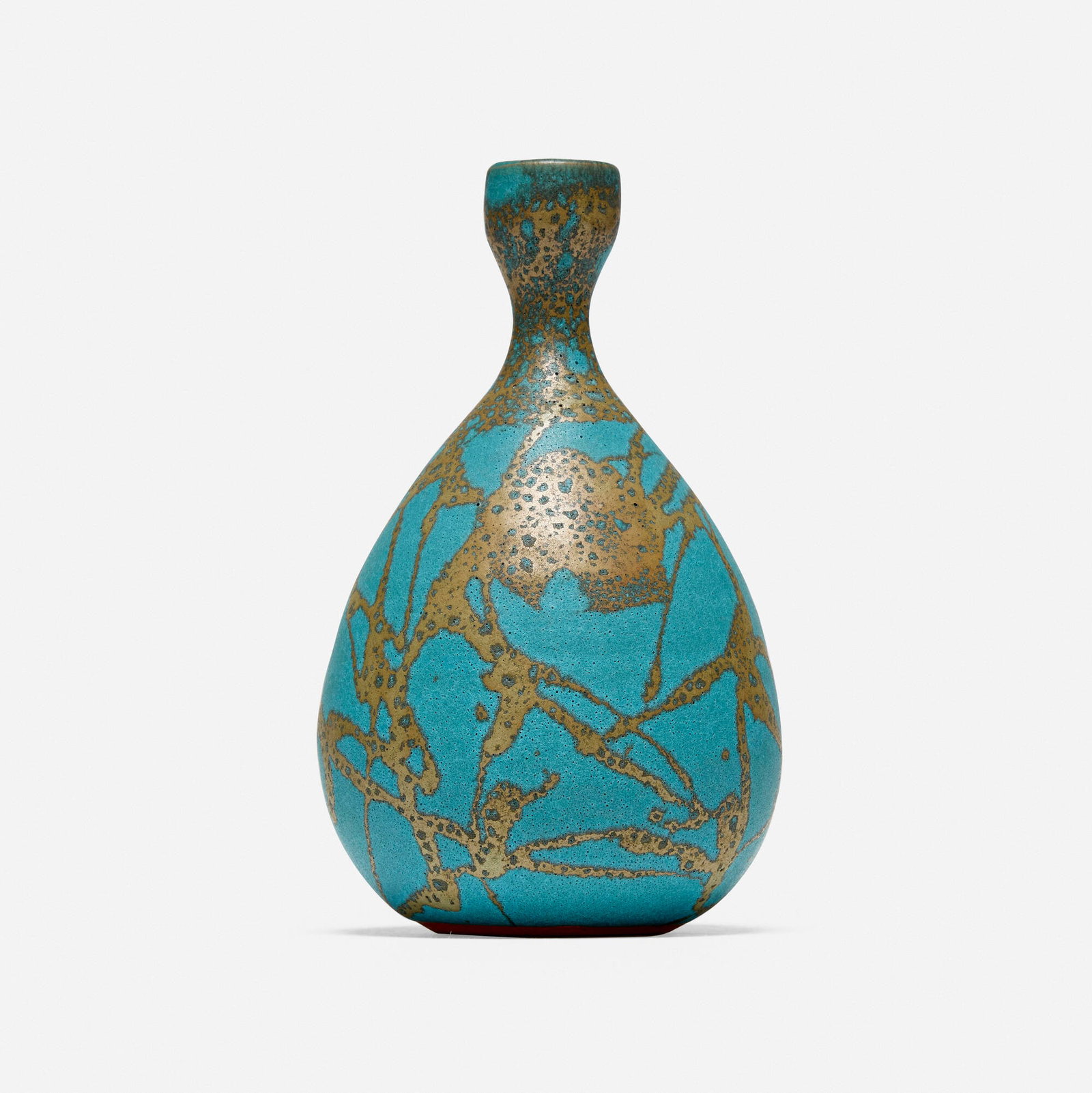 Morino Hiroaki Taimei, Unran Kabin (Cloud-Blue vase): Morino Hiroaki Taimei Unran Kabin (Cloud-Blue vase) late 20th century glazed stoneware 6.5 h x 3.75 dia in (17 x 10 cm) Incised signature in kanji to underside. Sold with original signed artist