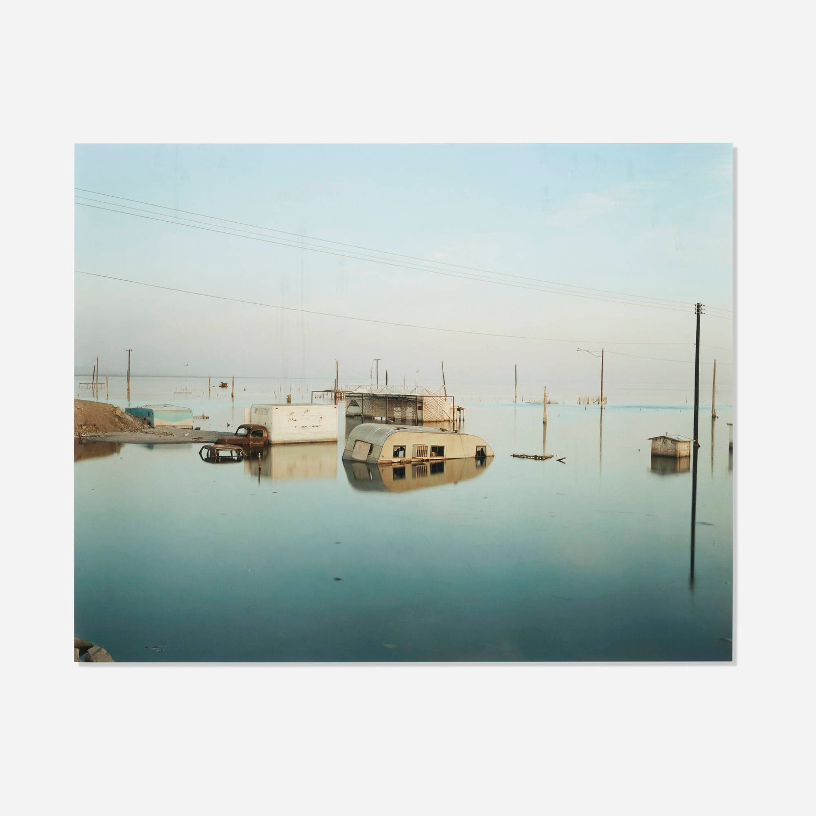 Richard Misrach, Submerged Trailer-Home, Salton Sea (from the Desert Canto III: The Flood series): Richard Misrach Submerged Trailer-Home, Salton Sea (from the Desert Canto III: The Flood series) 1985 / printed 2016 digital pigment print mounted to matboard image: 18 h x 22.75 w in (46 x 58 cm)