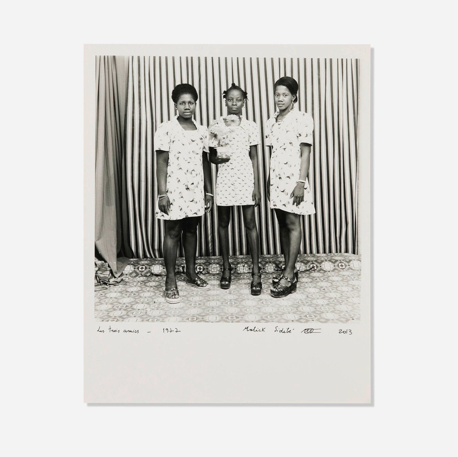 Malick Sidibe, Les trois amies: Malick Sidibe Les trois amies 1977 / printed 2013 gelatin silver print image: 14.375 h x 14.5 w in (37 x 37 cm) sheet: 19.75 h x 16 w in (50 x 41 cm) Signed, titled and dated to lower margin