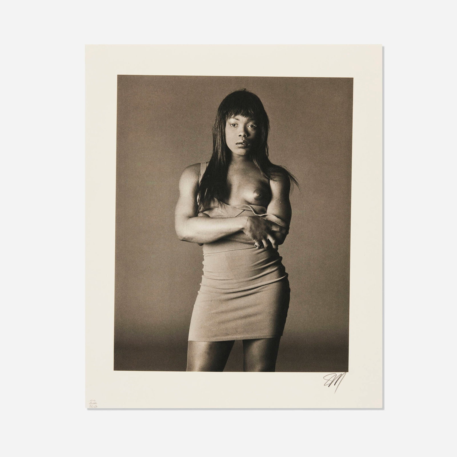 Steven Meisel, Christine (from the Year of Tibet Portfolio II): Steven Meisel Christine (from the Year of Tibet Portfolio II) 1990 platinum palladium print image: 12.75 h x 10.25 w in (32 x 26 cm) sheet: 16 h x 13 w in (41 x 33 cm) This lot is being sold