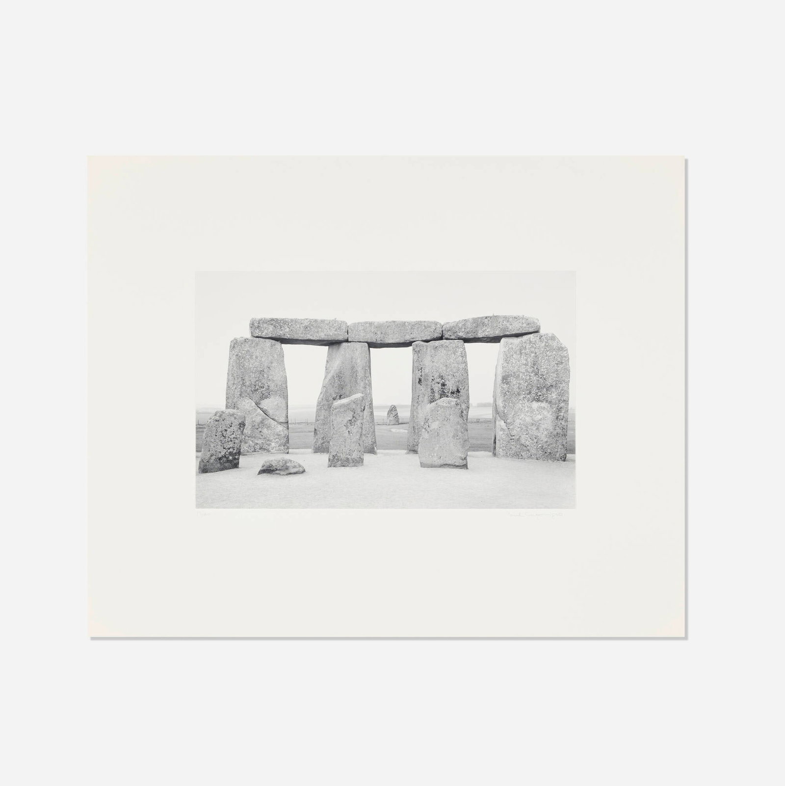 Paul Caponigro, Stonehenge, England: Paul Caponigro Stonehenge, England 1967-72 / printed 1978 vintage gelatin silver print image: 8.5 h x 13.5 w in (22 x 34 cm) mount: 21.12 h x 17 w in (54 x 43 cm) Signed and numbered to mount