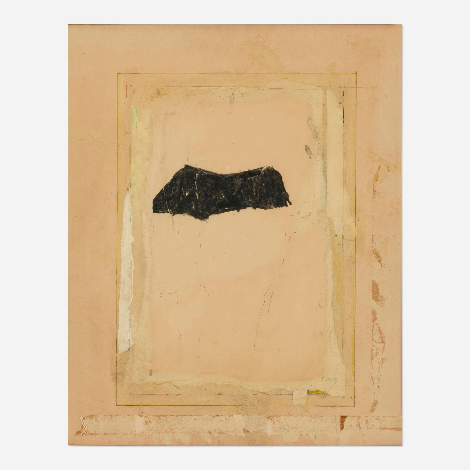 Ed Moses, Untitled (Snapline Painting): Ed Moses Untitled (Snapline Painting) 1959 mixed media on board 20 h x 16 w in (51 x 41 cm) Signed to lower right 'EM3'. Signed, dated and inscribed to verso '59/ A Bad Year EM3'.