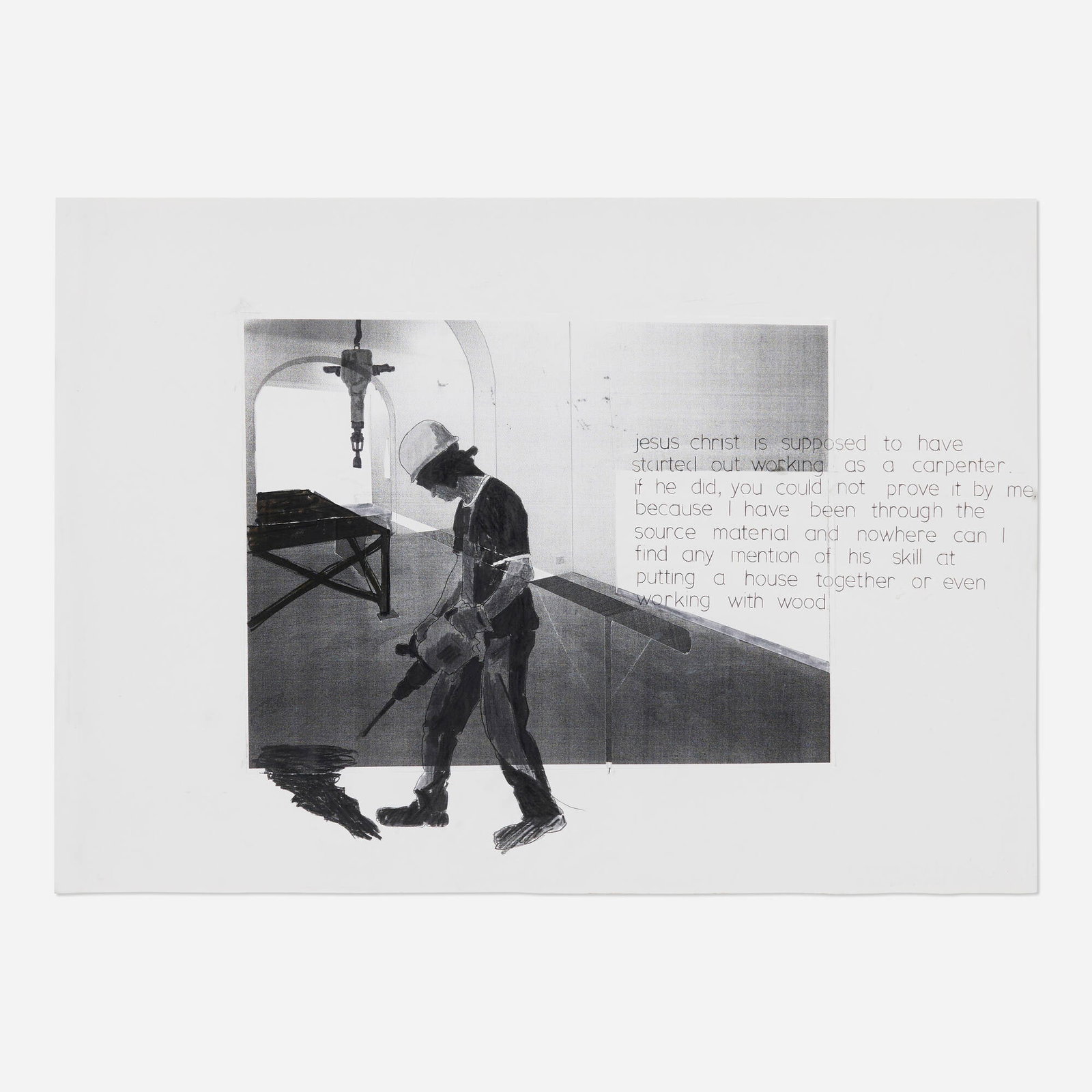 Monica Bonvicini, Drawings for Blind Shot (Jesus Christ Is Supposed...): Monica Bonvicini Drawings for Blind Shot (Jesus Christ Is Supposed...) 2004 graphite and ballpoint pen on photocopy collage on paper 16.5 h x 23.25 w in (42 x 59 cm) Signed and dated to verso
