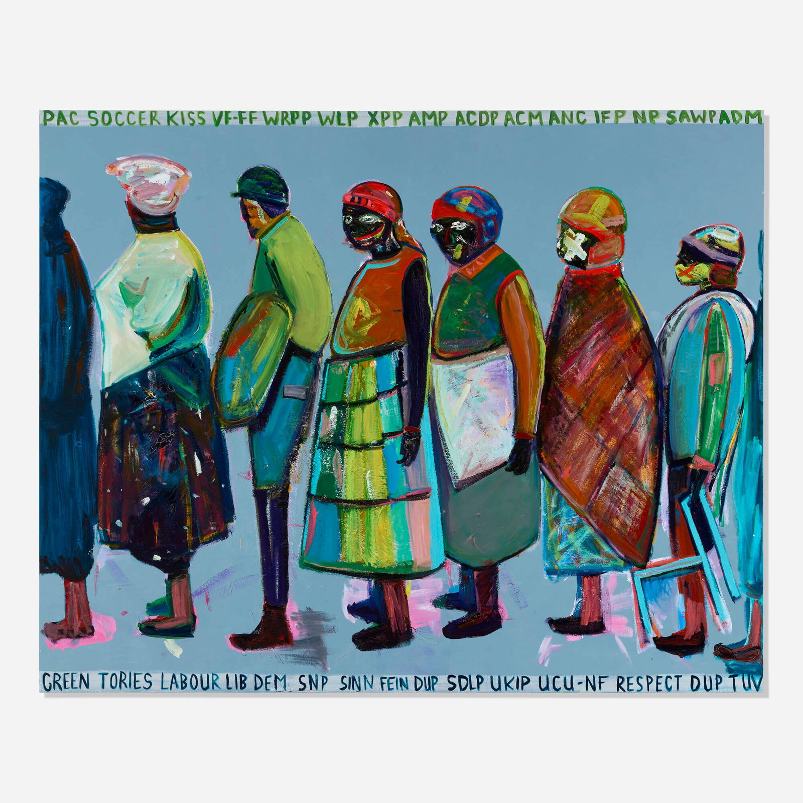 Carla Busuttil, The High Masters: Carla Busuttil The High Masters 2014 oil on canvas 78.75 h x 98.5 w in (200 x 250 cm) Signed, titled and dated to verso 'The High Masters C. Busuttil '14'. Provenance: Josh Lilley