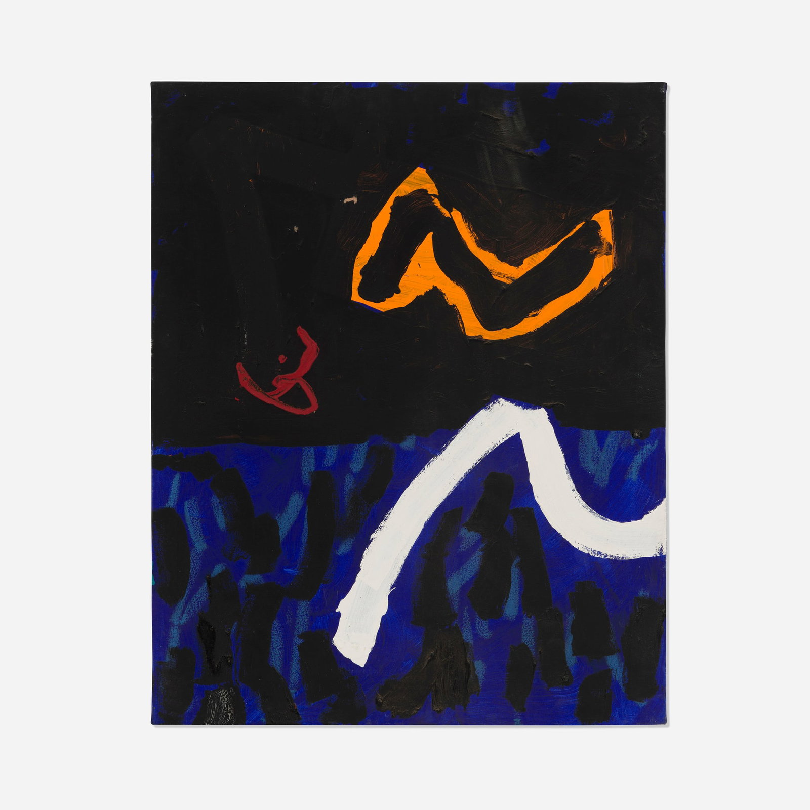 Emerson Woelffer, Untitled: Emerson Woelffer Untitled c. 1990 oil and acrylic on canvas 30 h x 24 w in (76 x 61 cm) This work is being sold to raise scholarship funds for the Otis College of Art and Design. Signed to verso