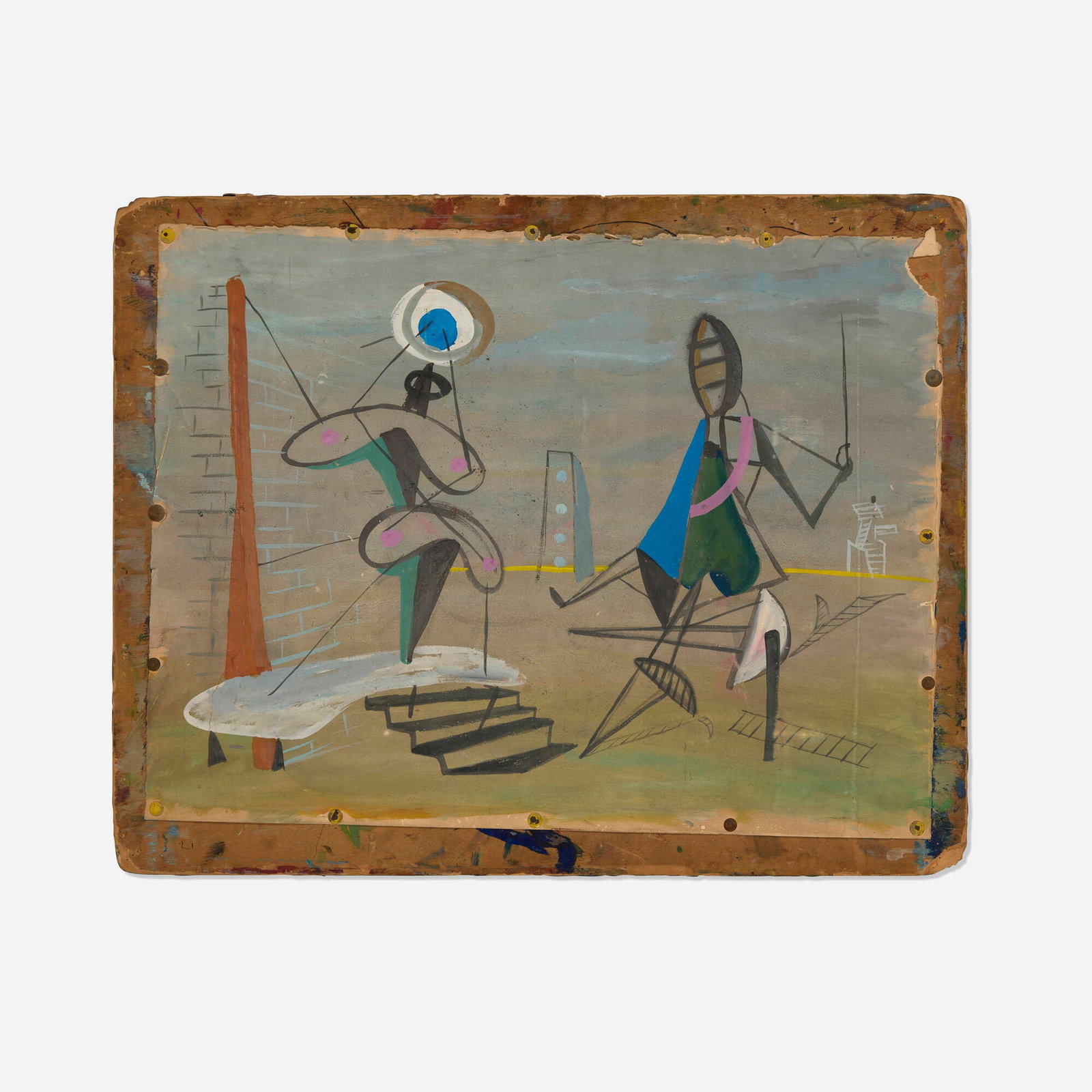 Emerson Woelffer, What did you say?: Emerson Woelffer What did you say? c. 1940 mixed media on paper mounted to board 19.875 h x 25 w in (50 x 63 cm) This work is being sold to raise scholarship funds for the Otis College of Art and Desi