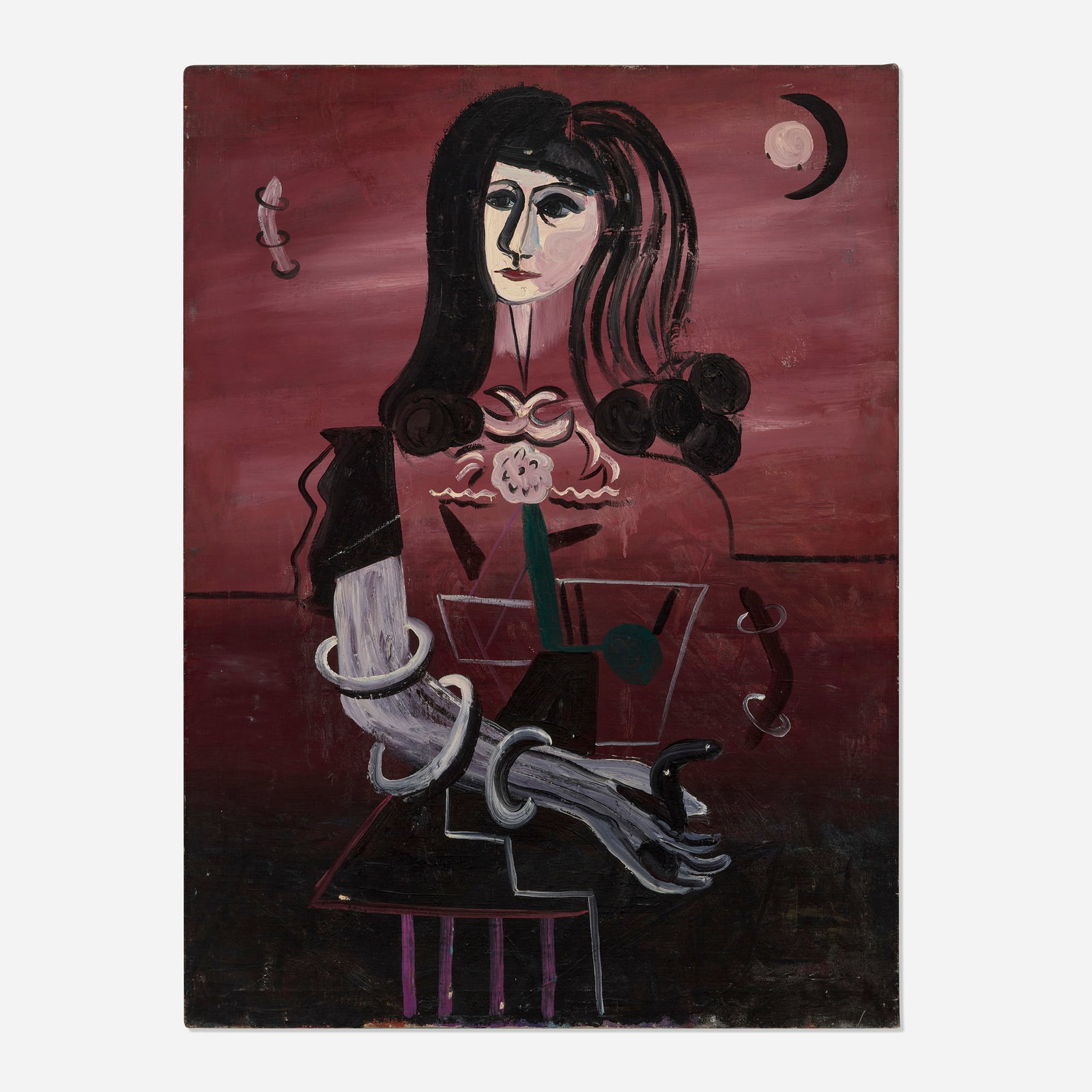 Emerson Woelffer, Amy Lou: Emerson Woelffer Amy Lou 1940 oil on canvas 40.25 h x 30.125 w in (102 x 77 cm) This work is being sold to raise scholarship funds for the Otis College of Art and Design. Signed, titled, and dated t