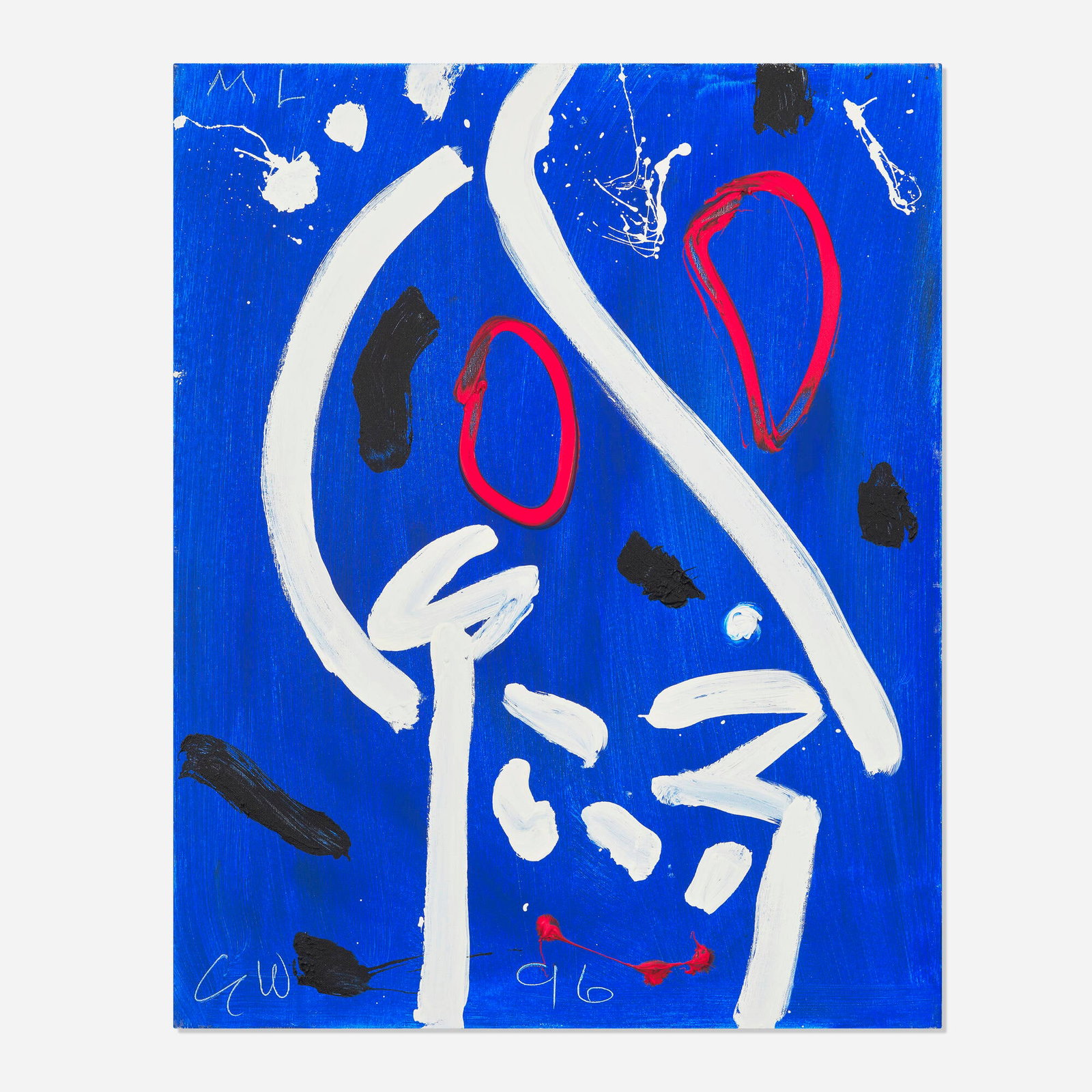 Emerson Woelffer, Untitled: Emerson Woelffer Untitled 1996 oil and acrylic on canvas 29.875 h x 24 w in (76 x 61 cm) This work is being sold to raise scholarship funds for the Otis College of Art and Design. Signed, dated, and