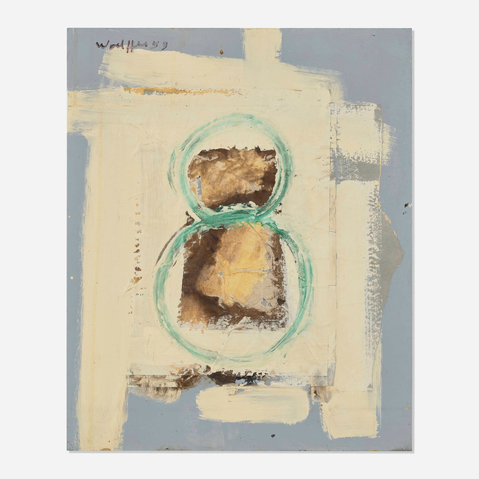 Emerson Woelffer, Untitled: Emerson Woelffer Untitled 1953 mixed media on metal 19.5 h x 16 w in (50 x 41 cm) This work is being sold to raise scholarship funds for the Otis College of Art and Design. Signed and dated to upper