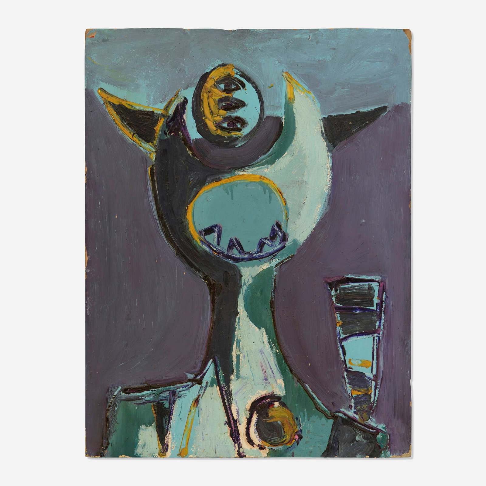 Emerson Woelffer, Untitled: Emerson Woelffer Untitled c. 1949 oil on panel 25.5 h x 19.5 w in (65 x 50 cm) This work is being sold to raise scholarship funds for the Otis College of Art and Design. Provenance: Estate of