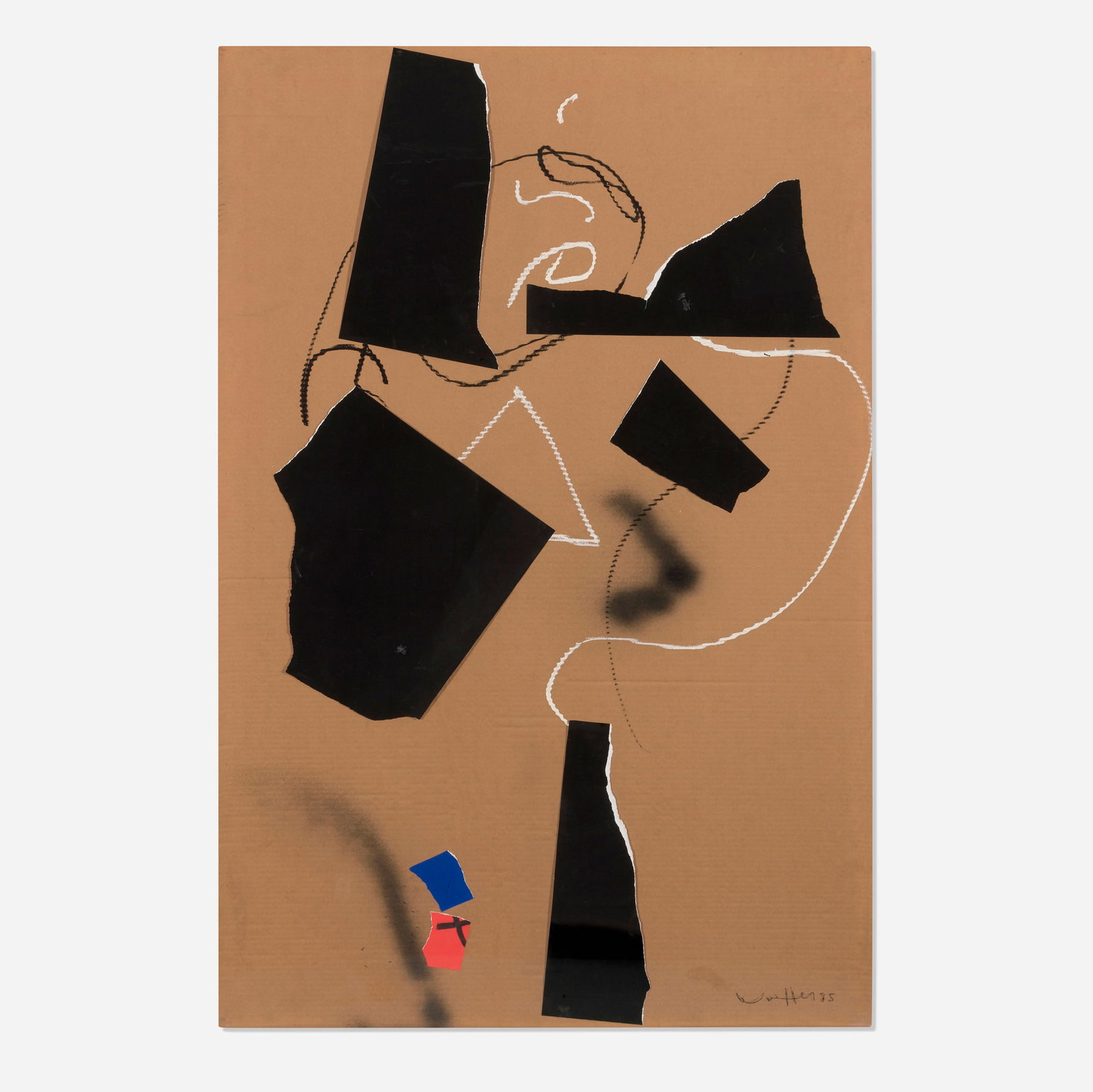 Emerson Woelffer, Lotto #1: Emerson Woelffer Lotto #1 1985 collage, oil stick, and spray paint on cardboard laid to board 60 h x 40 w in (152 x 102 cm) This work is being sold to raise scholarship funds for the Otis College of