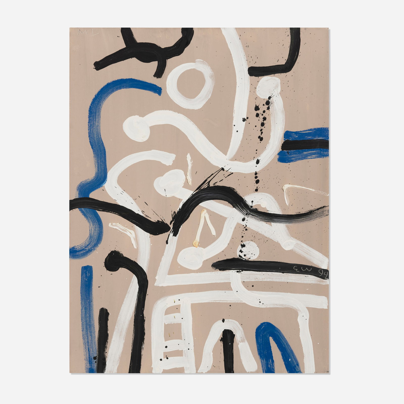 Emerson Woelffer, Untitled: Emerson Woelffer Untitled c. 1995 oil and acrylic on canvas 48 h x 36 w in (122 x 91 cm) This work is being sold to raise scholarship funds for the Otis College of Art and Design. Signed to verso &#