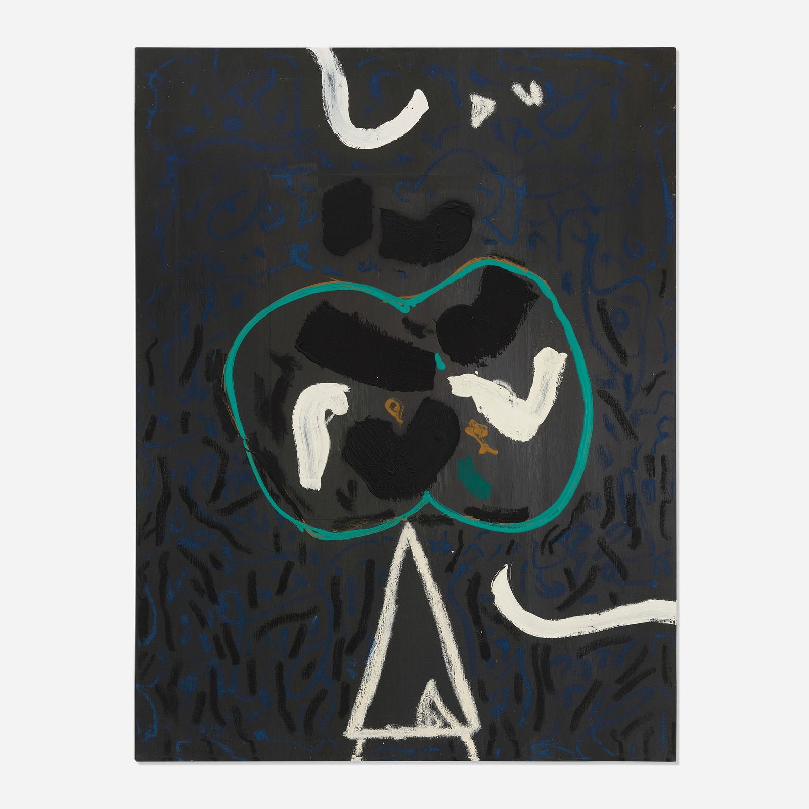 Emerson Woelffer, Untitled: Emerson Woelffer Untitled c. 1987 oil, acrylic and collage on canvas 50 h x 37.75 w in (127 x 96 cm) This work is being sold to raise scholarship funds for the Otis College of Art and Design. Pro