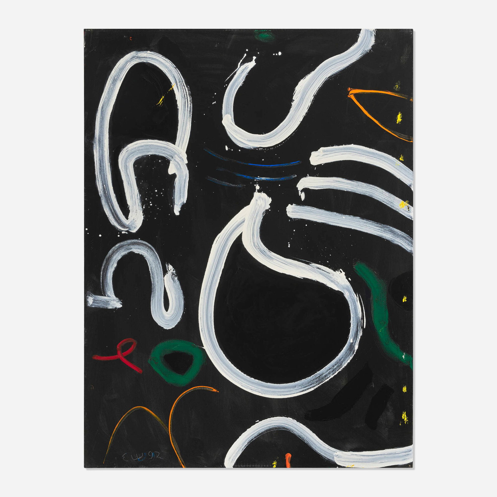 Emerson Woelffer, Untitled: Emerson Woelffer Untitled 1992 oil and acrylic on canvas 48 h x 36 w in (122 x 91 cm) This work is being sold to raise scholarship funds for the Otis College of Art and Design. Signed and dated to l