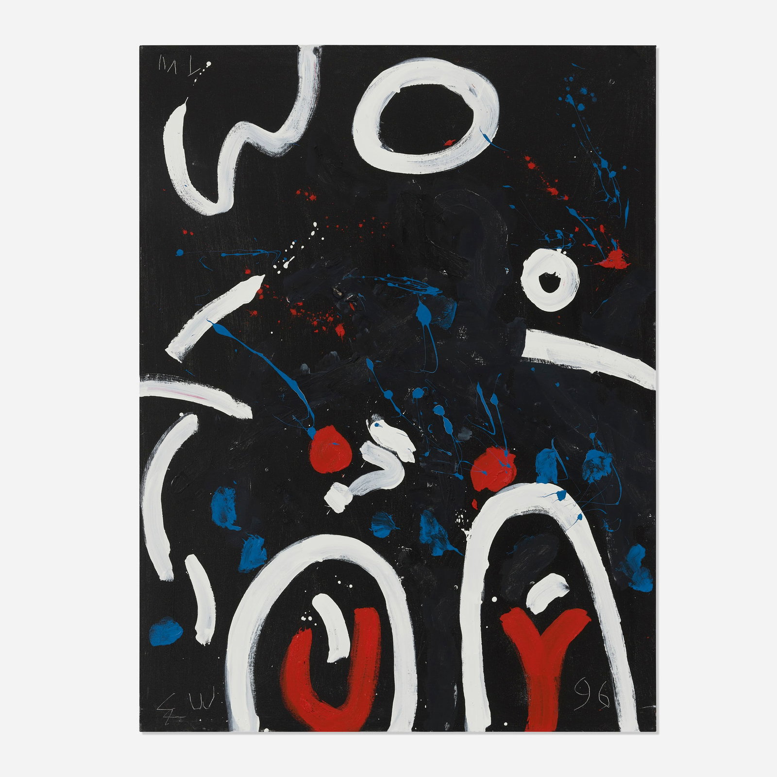 Emerson Woelffer, Untitled: Emerson Woelffer Untitled 1996 oil and acrylic on canvas 48 h x 36 w in (122 x 91 cm) This work is being sold to raise scholarship funds for the Otis College of Art and Design. Signed and dated to l