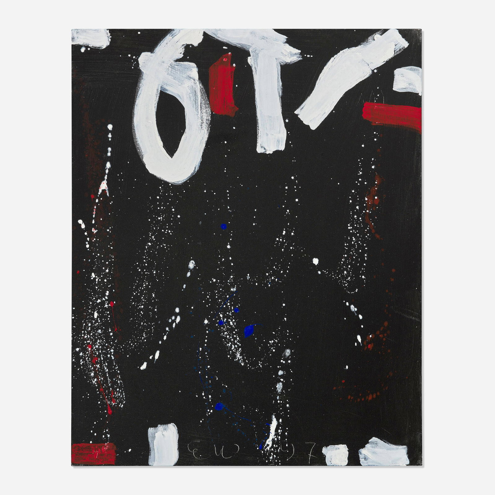 Emerson Woelffer, Untitled: Emerson Woelffer Untitled 1997 oil and acrylic on canvas 29.875 h x 24 w in (76 x 61 cm) This work is being sold to raise scholarship funds for the Otis College of Art and Design. Signed, dated, and