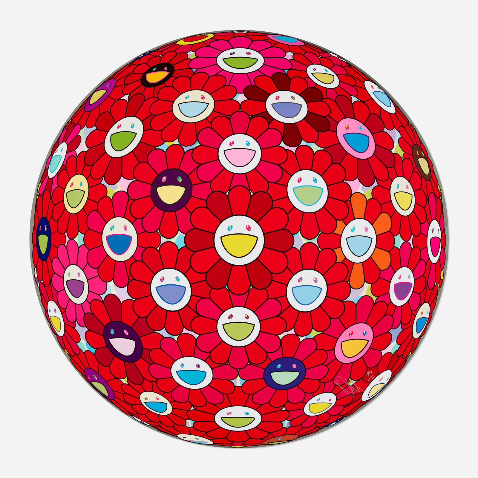 Takashi Murakami, Fireball: Takashi Murakami Fireball 2022 offset lithograph in colors 28 dia in (71 cm) Signed and numbered to lower right 'Takashi Murakami 189/300'. This work is number 189 from the edition 300 printed and pub