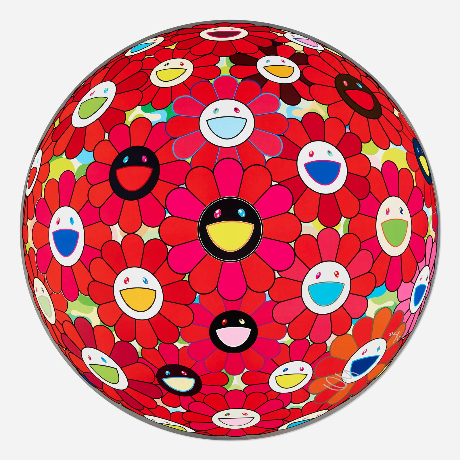 Takashi Murakami, Flowerball (Letter to Picasso): Takashi Murakami Flowerball (Letter to Picasso) 2013 offset lithograph in colors 27.875 dia in (71 cm) Signed and numbered to lower right 'Murakami 222/300'. This work is number 222 from the edition o
