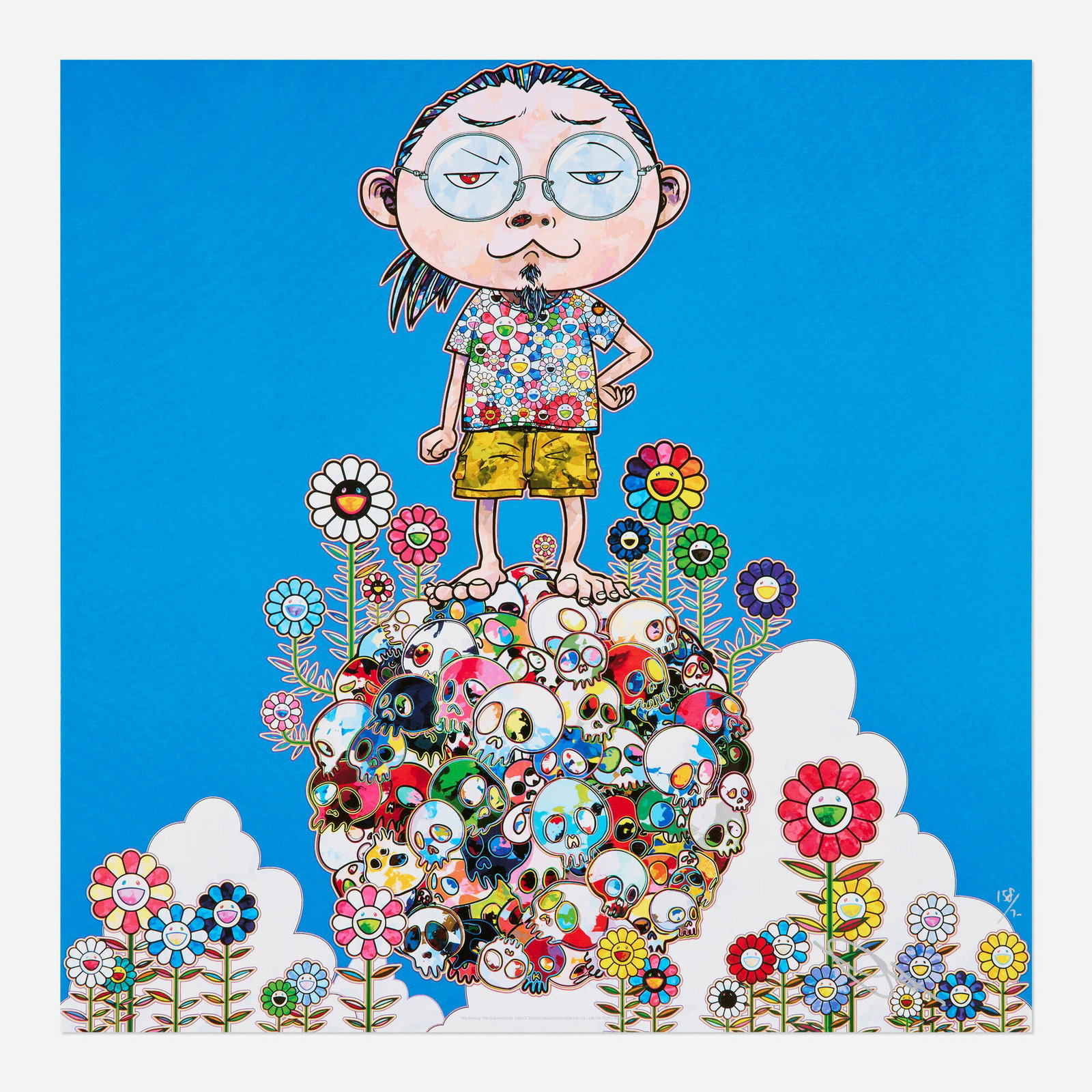 Takashi Murakami, Me Among the Supernatural: Takashi Murakami Me Among the Supernatural 2013 offset lithograph in colors 19.625 h x 19.625 w in (50 x 50 cm) Signed and numbered to lower right 'Takashi Murakami 158/300'. This work is number 158 f
